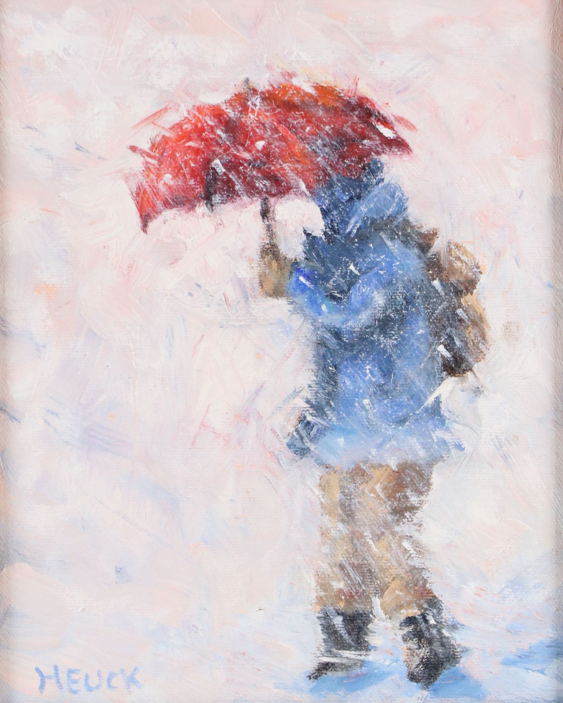 Roger Heuck Oil Painting "Trudging Home," 21st Century