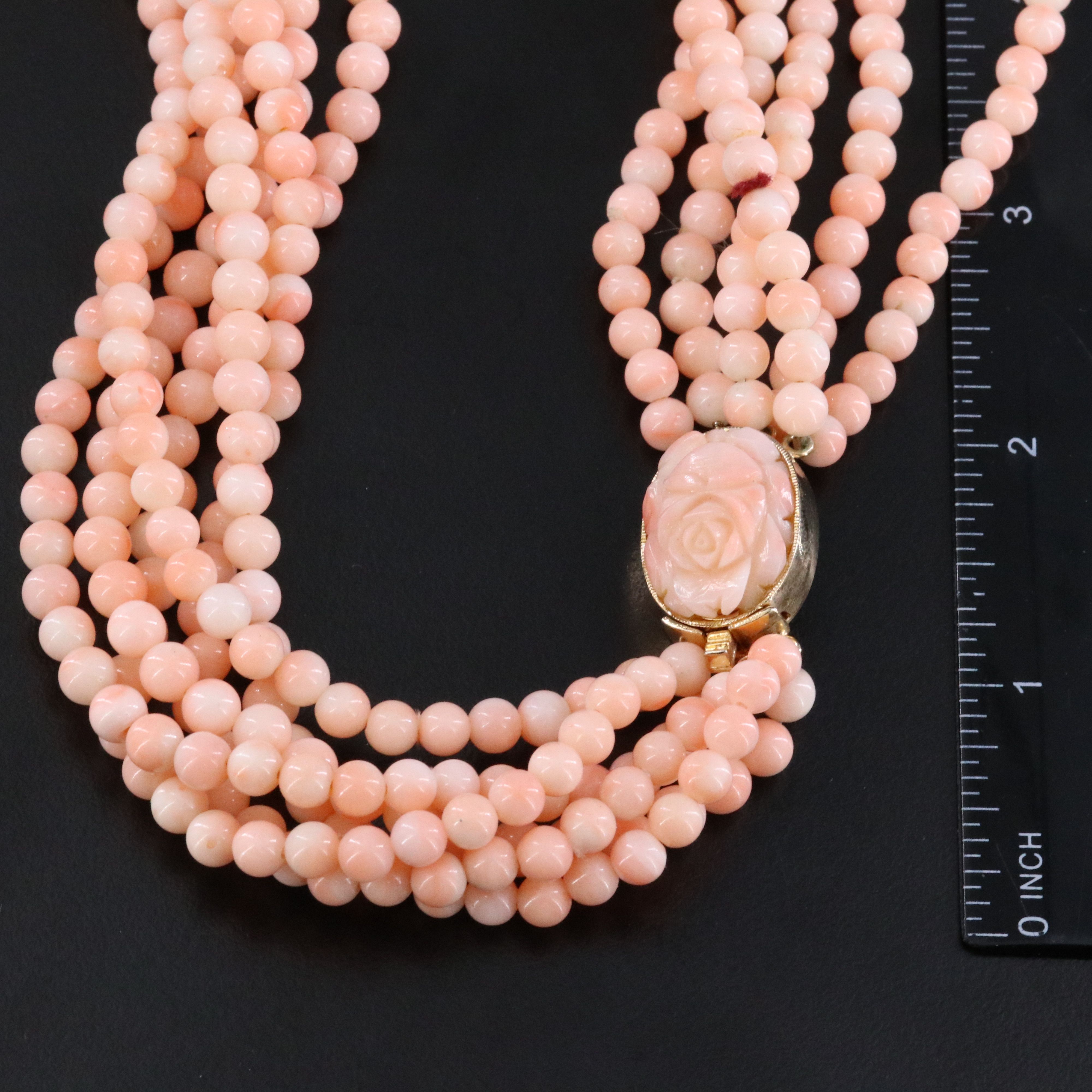 Coral Torsade with Carved Clasp