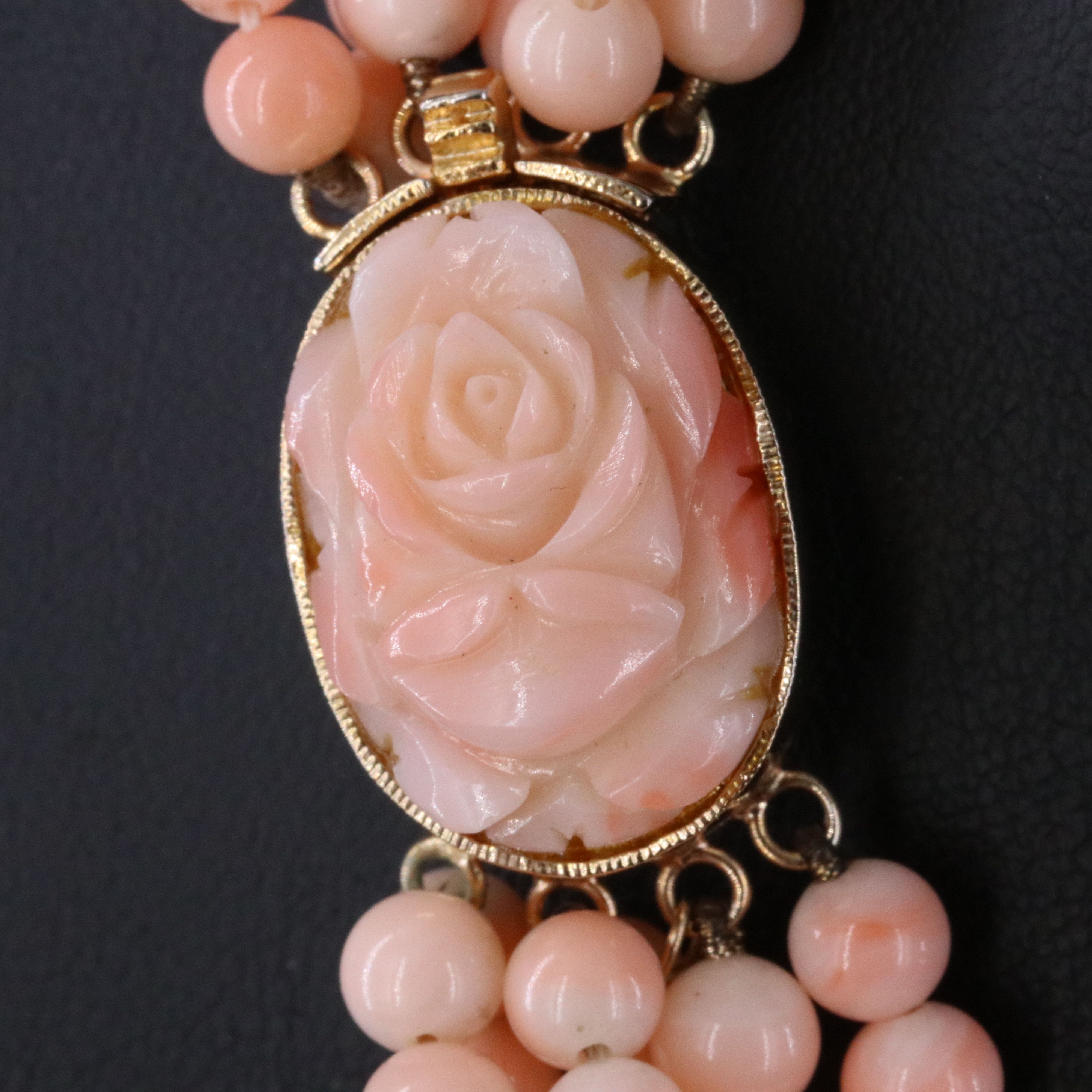 Coral Torsade with Carved Clasp