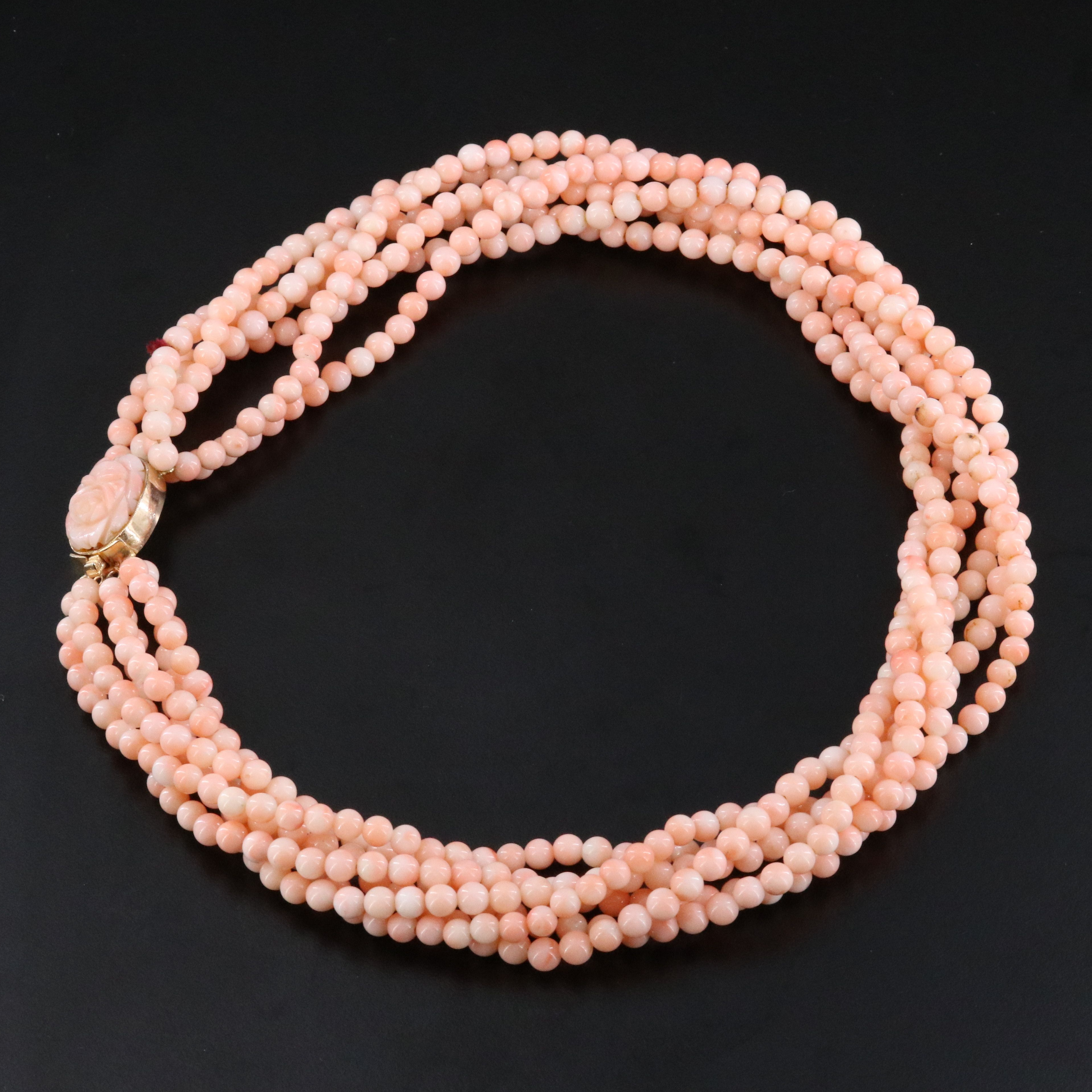 Coral Torsade with Carved Clasp