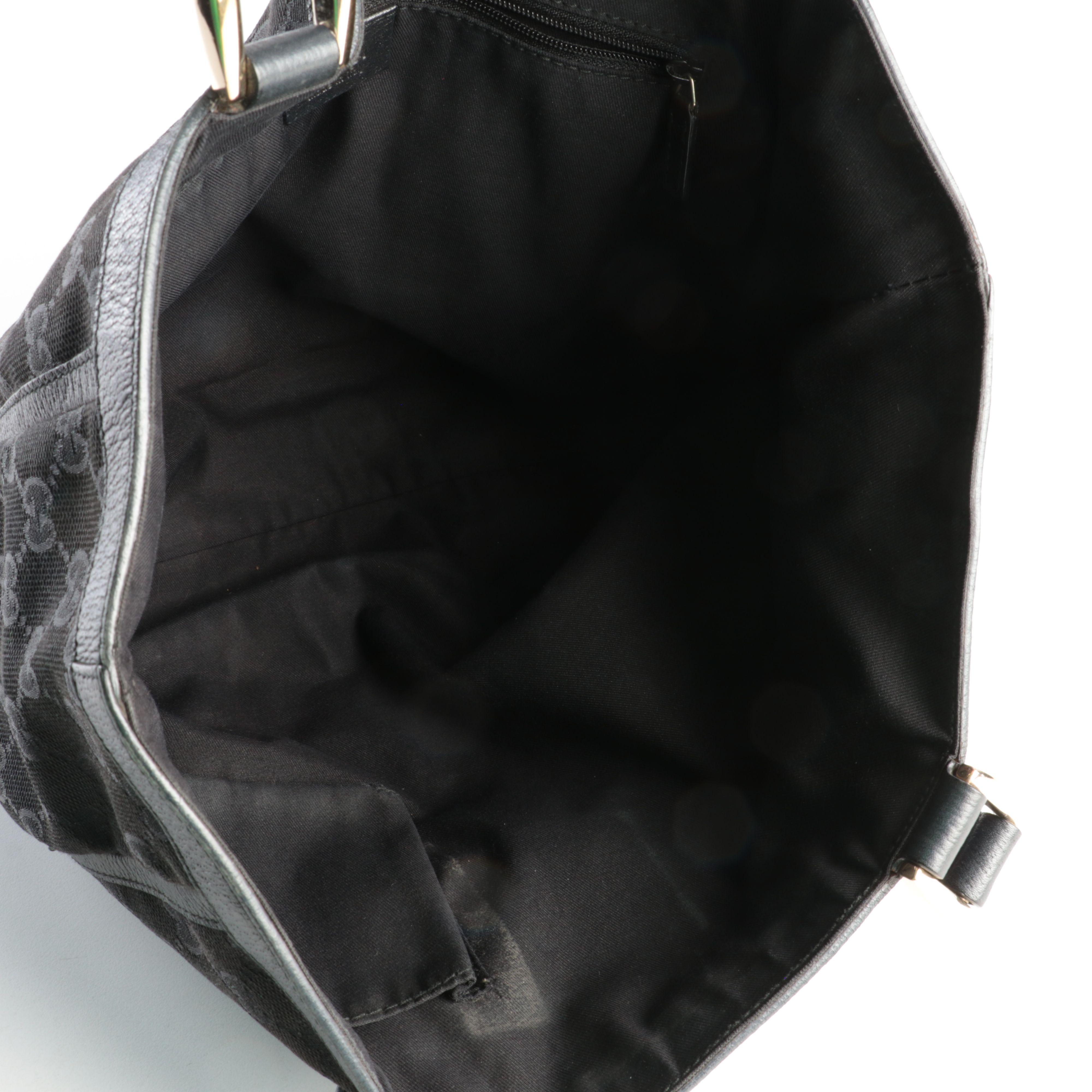 Gucci Abbey Tote Bag in Black GG Canvas and Leather