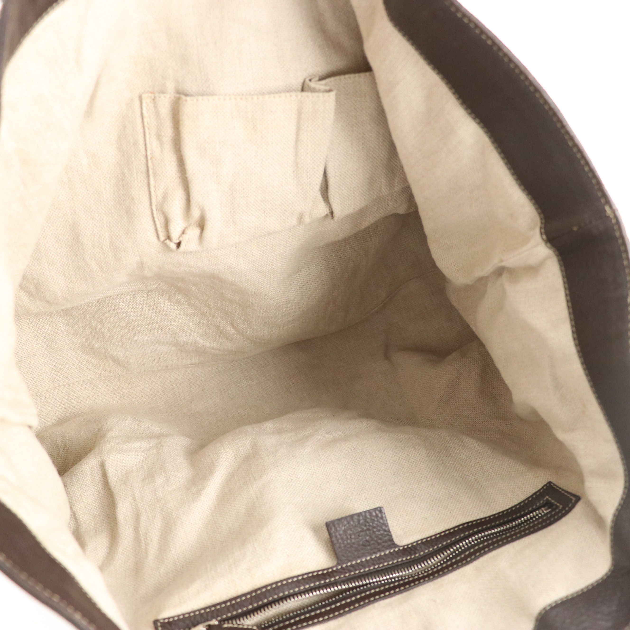 Gucci Sunset Web Stripe Tote in GG Canvas and Brown Grained Leather Trim