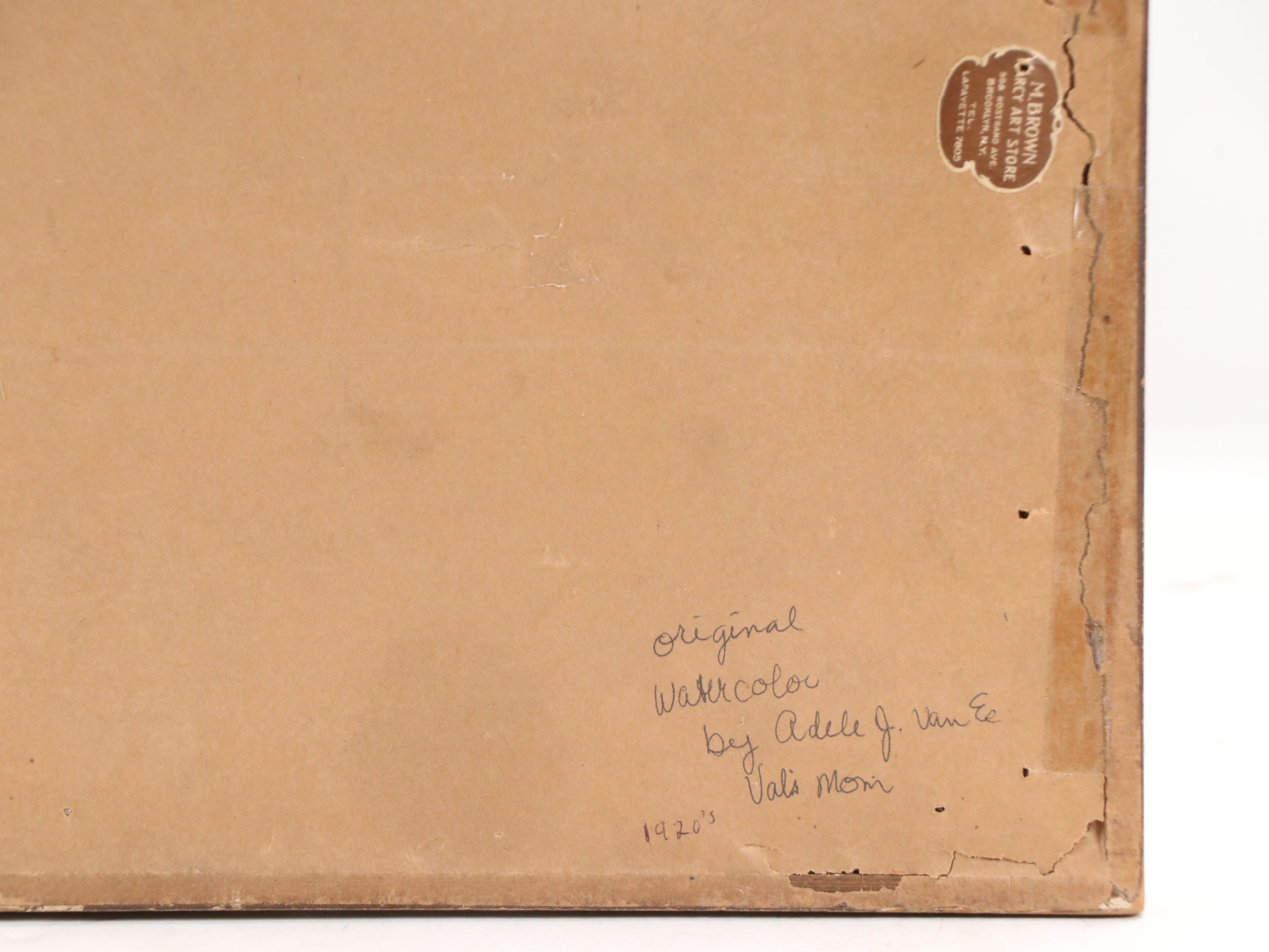 Adele E. Johnson Watercolor Painting of Vase and Daisies, Circa 1930