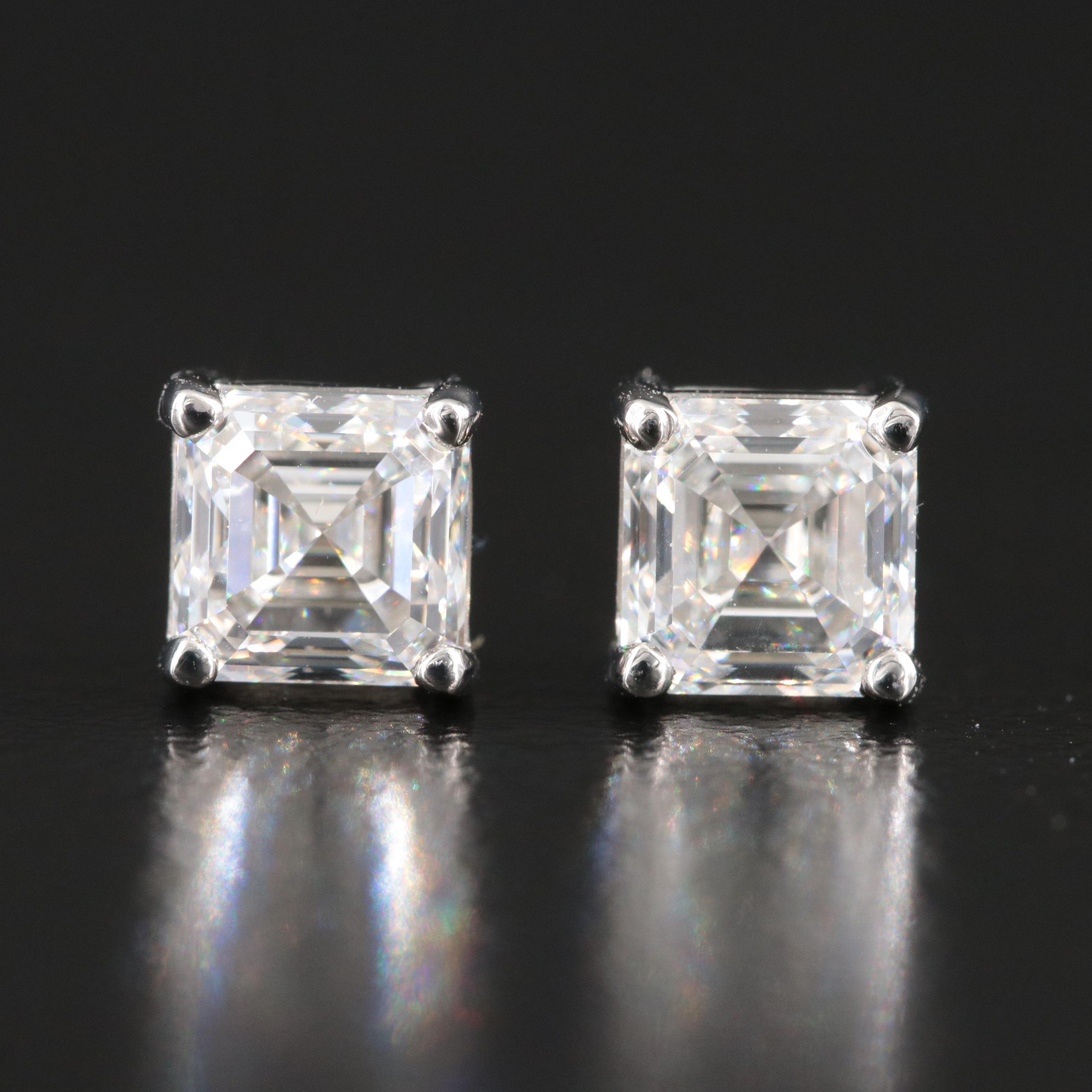 Platinum 1.92 CTW Diamond Stud Earrings with GIA Reports