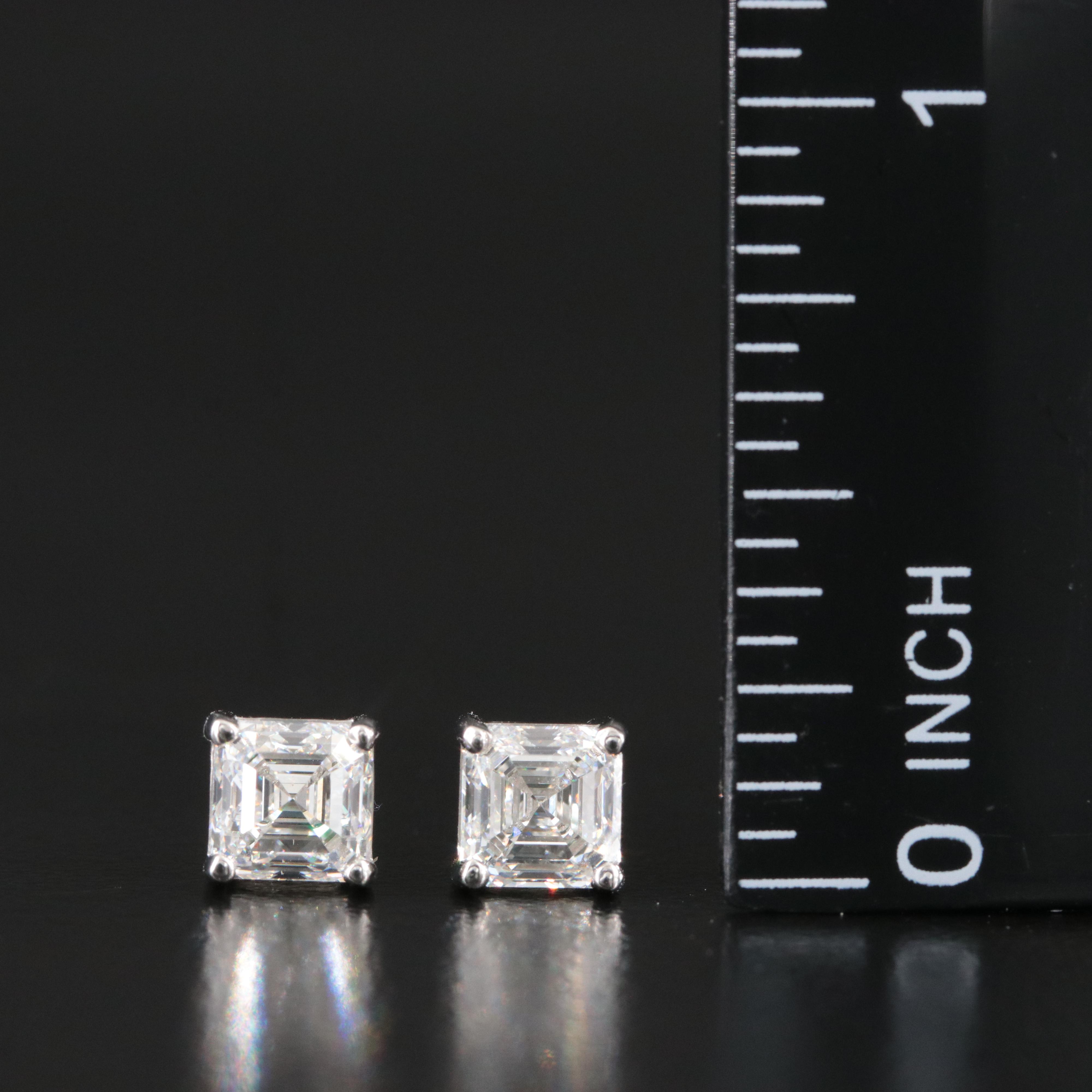 Platinum 1.92 CTW Diamond Stud Earrings with GIA Reports