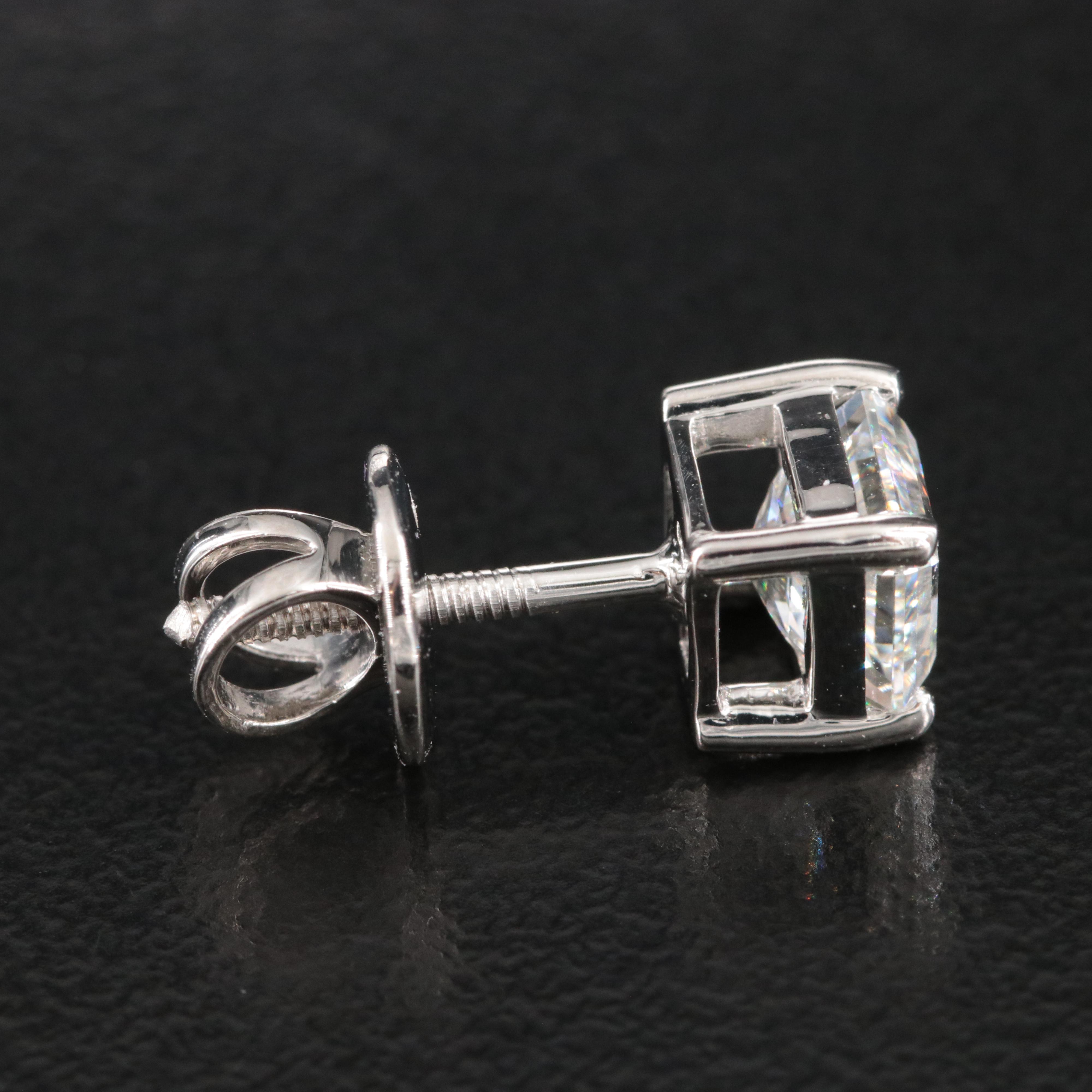 Platinum 1.92 CTW Diamond Stud Earrings with GIA Reports