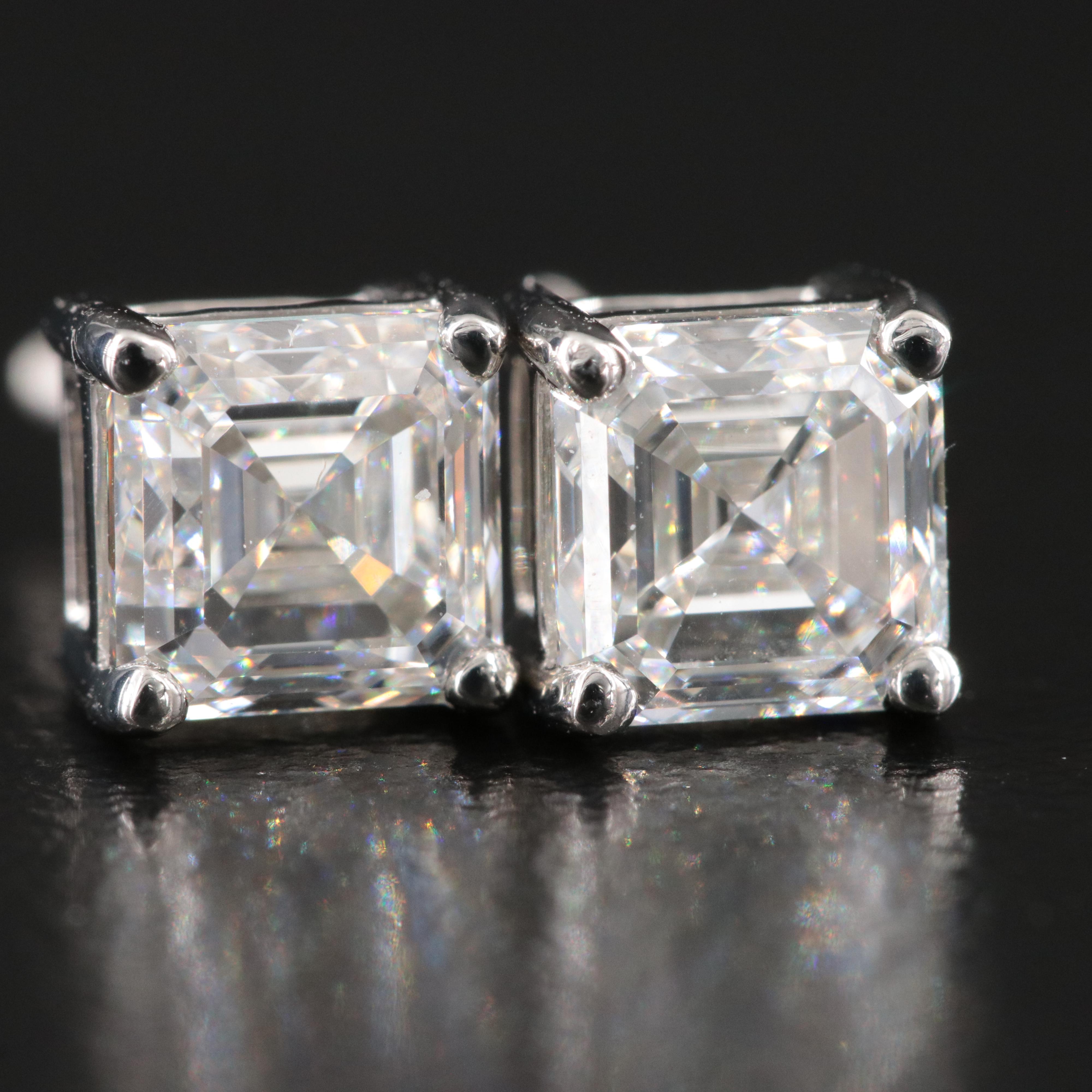 Platinum 1.92 CTW Diamond Stud Earrings with GIA Reports