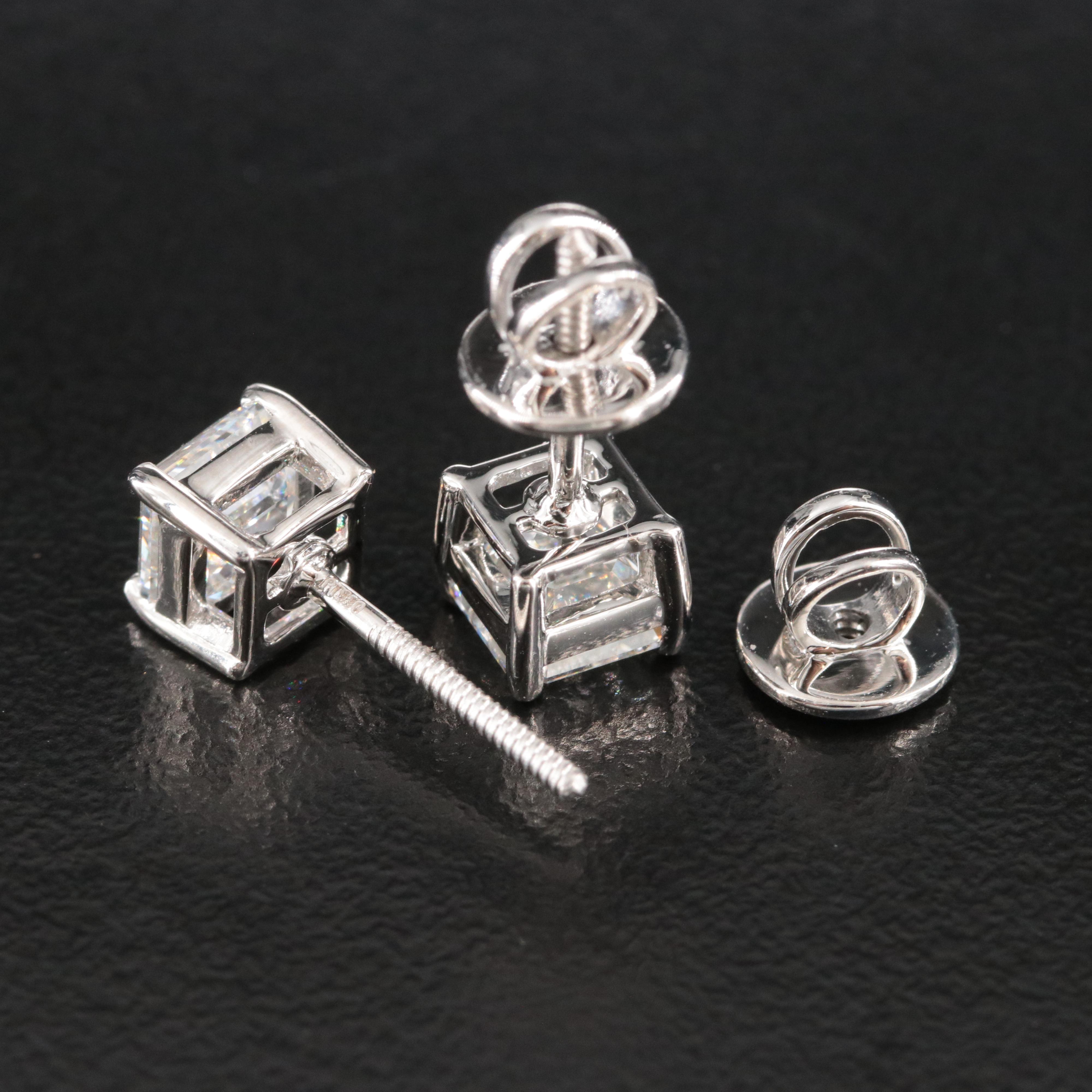 Platinum 1.92 CTW Diamond Stud Earrings with GIA Reports