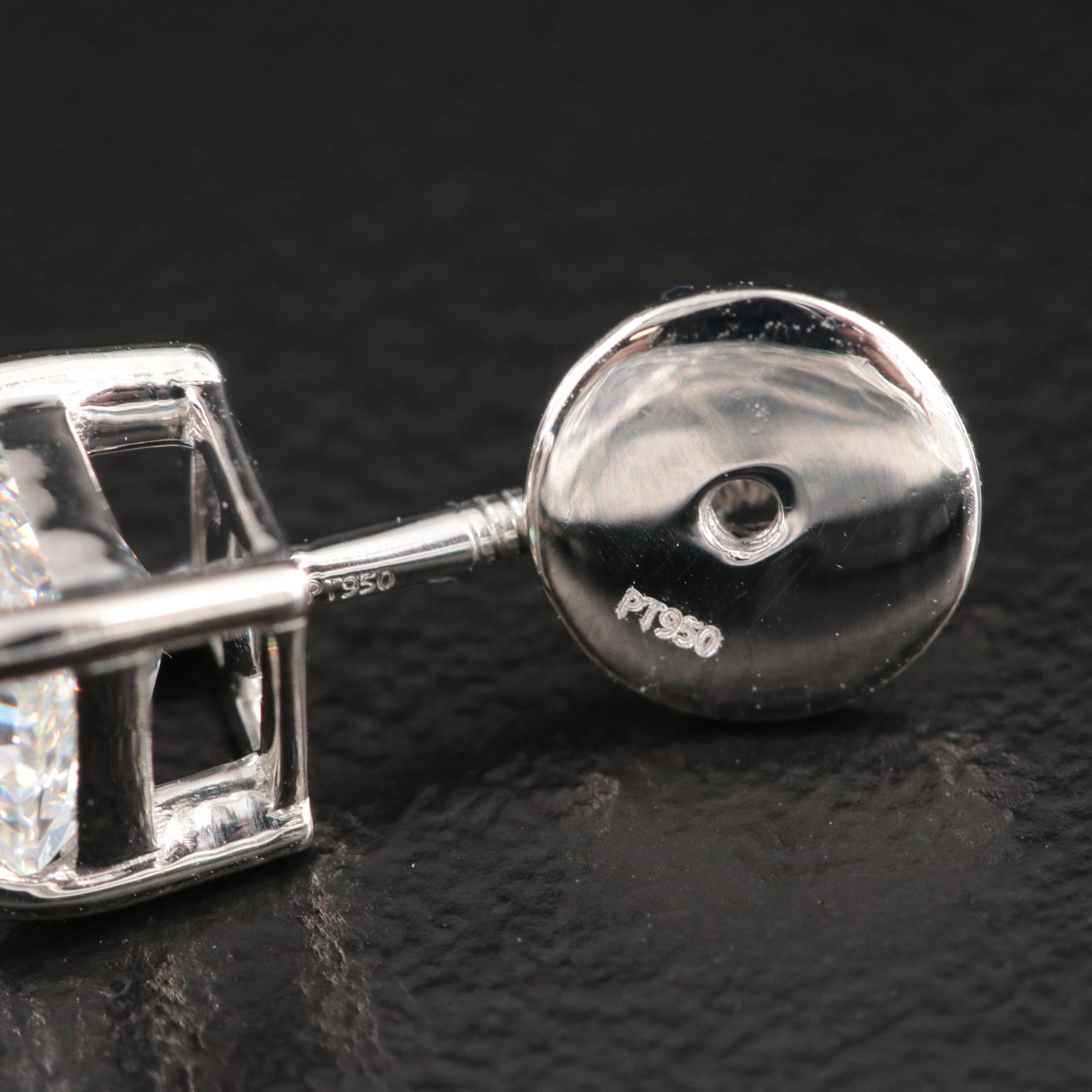 Platinum 1.92 CTW Diamond Stud Earrings with GIA Reports