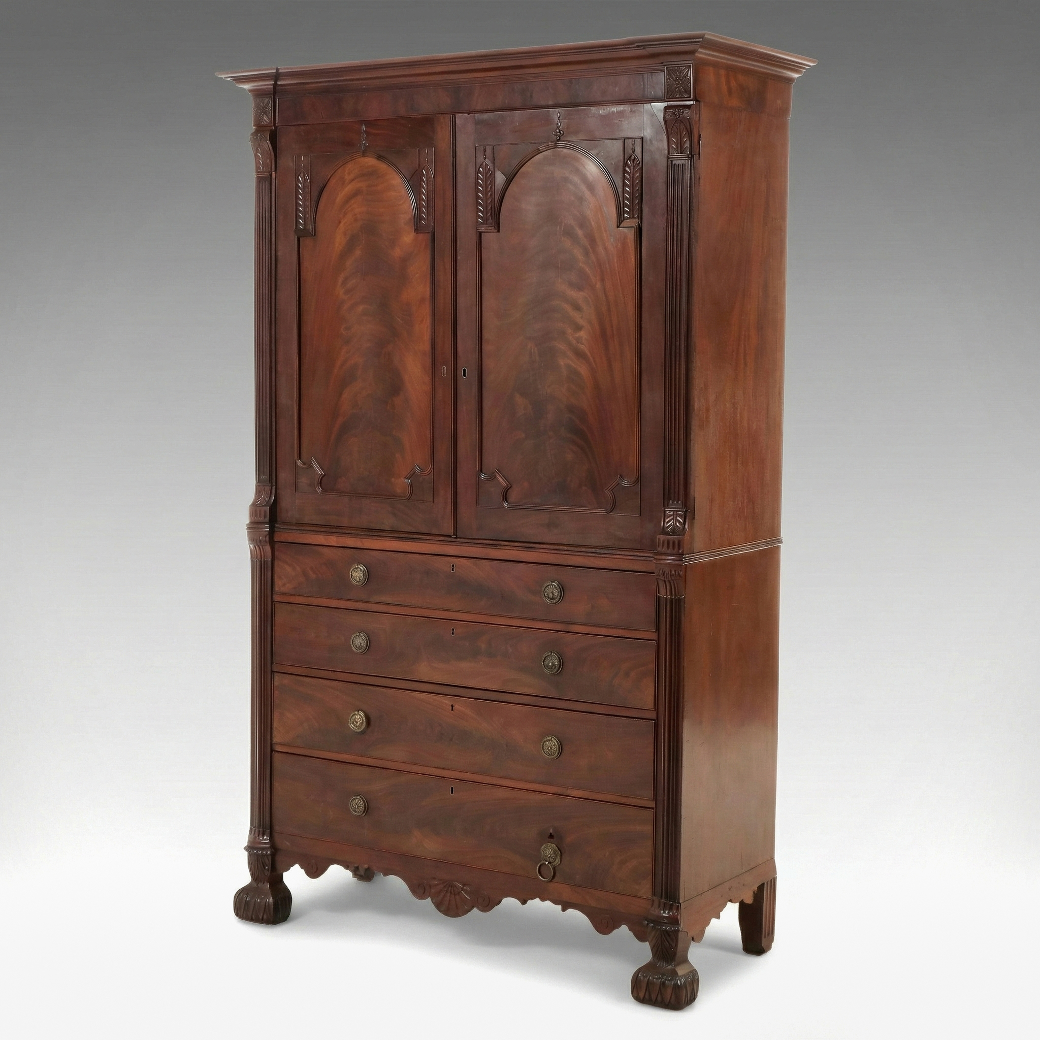 Regency Style Mahogany Linen Press