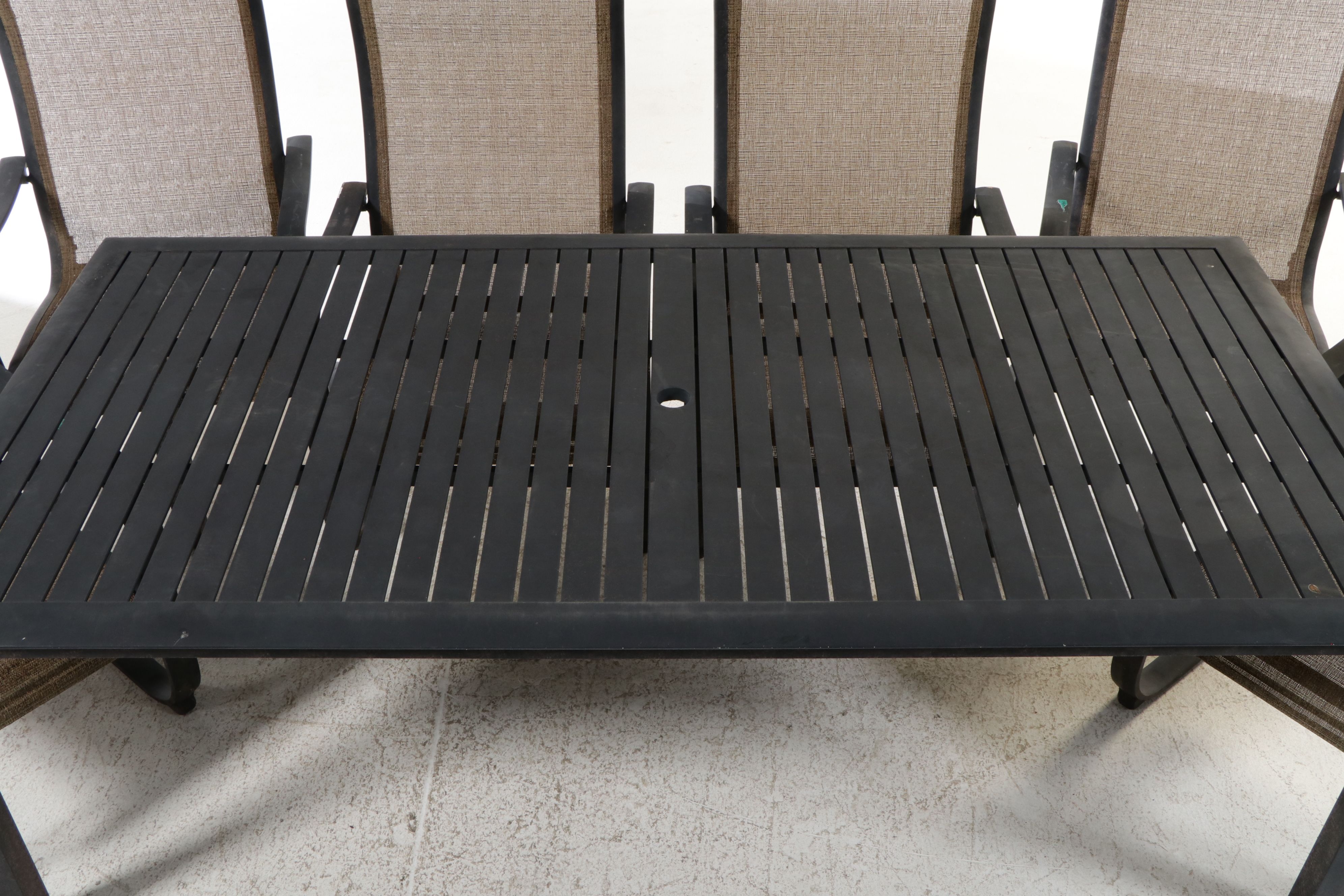 Contemporary Seven-Piece Metal Framed Patio Dining Set