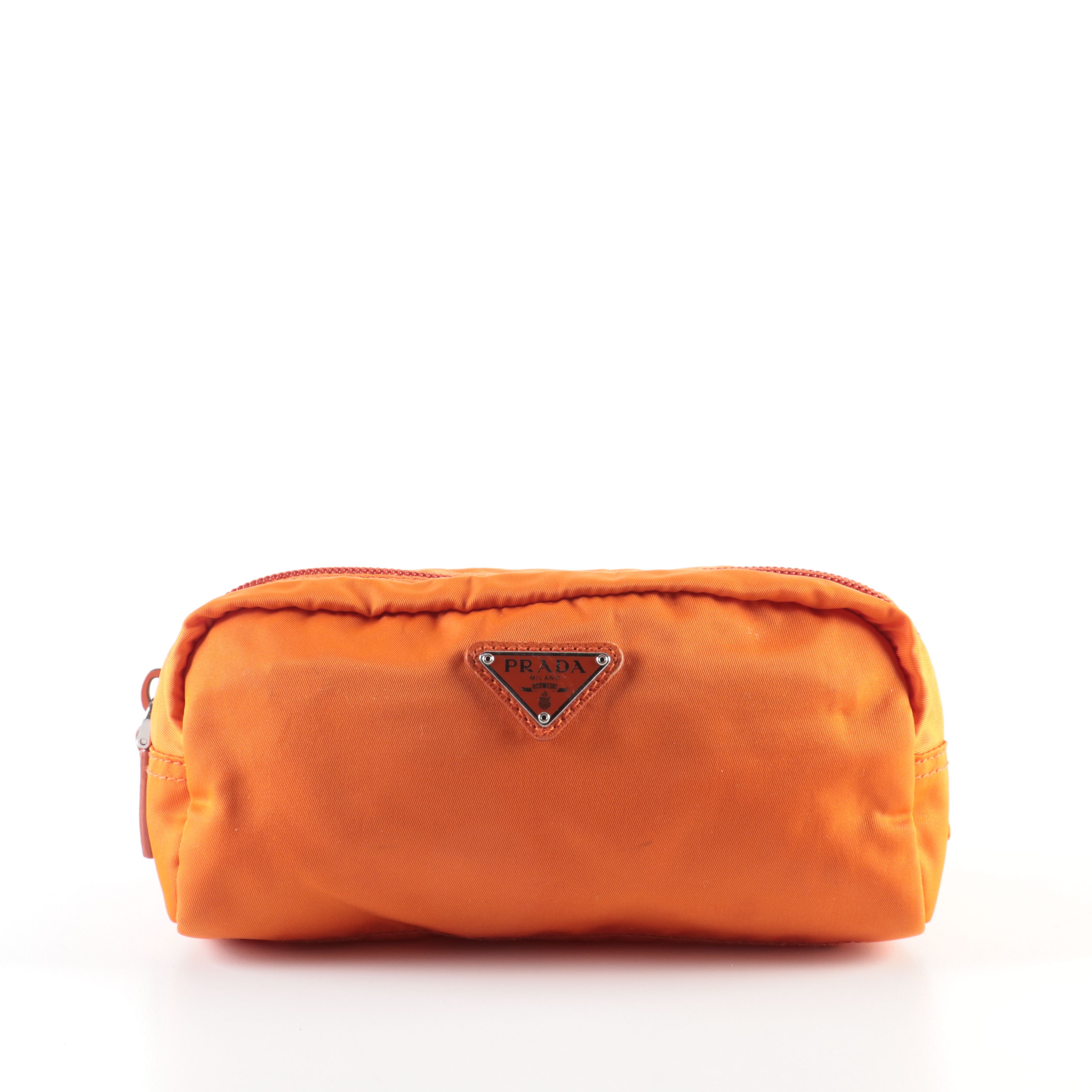 Prada Cosmetic Pouch in Orange Nylon