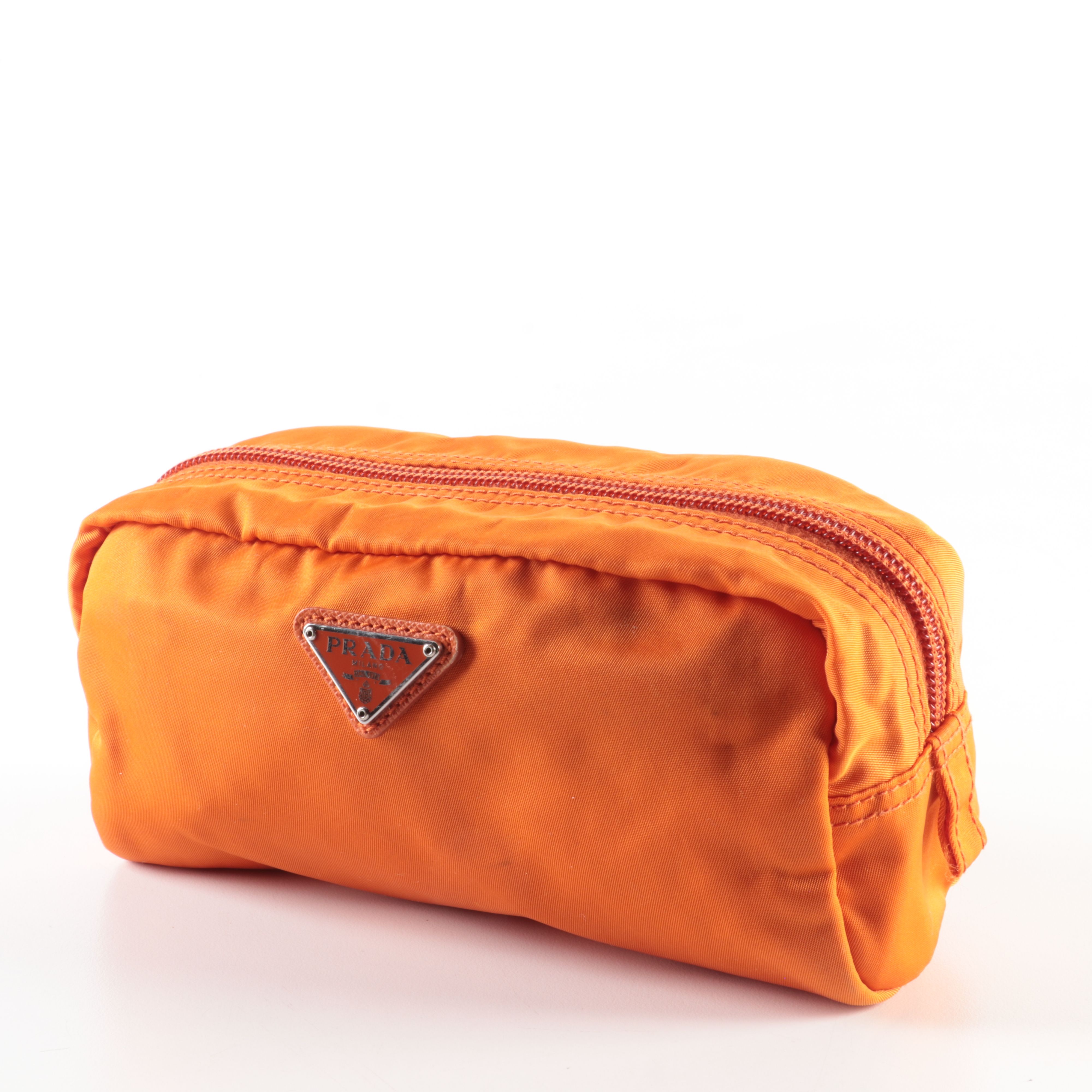 Prada Cosmetic Pouch in Orange Nylon