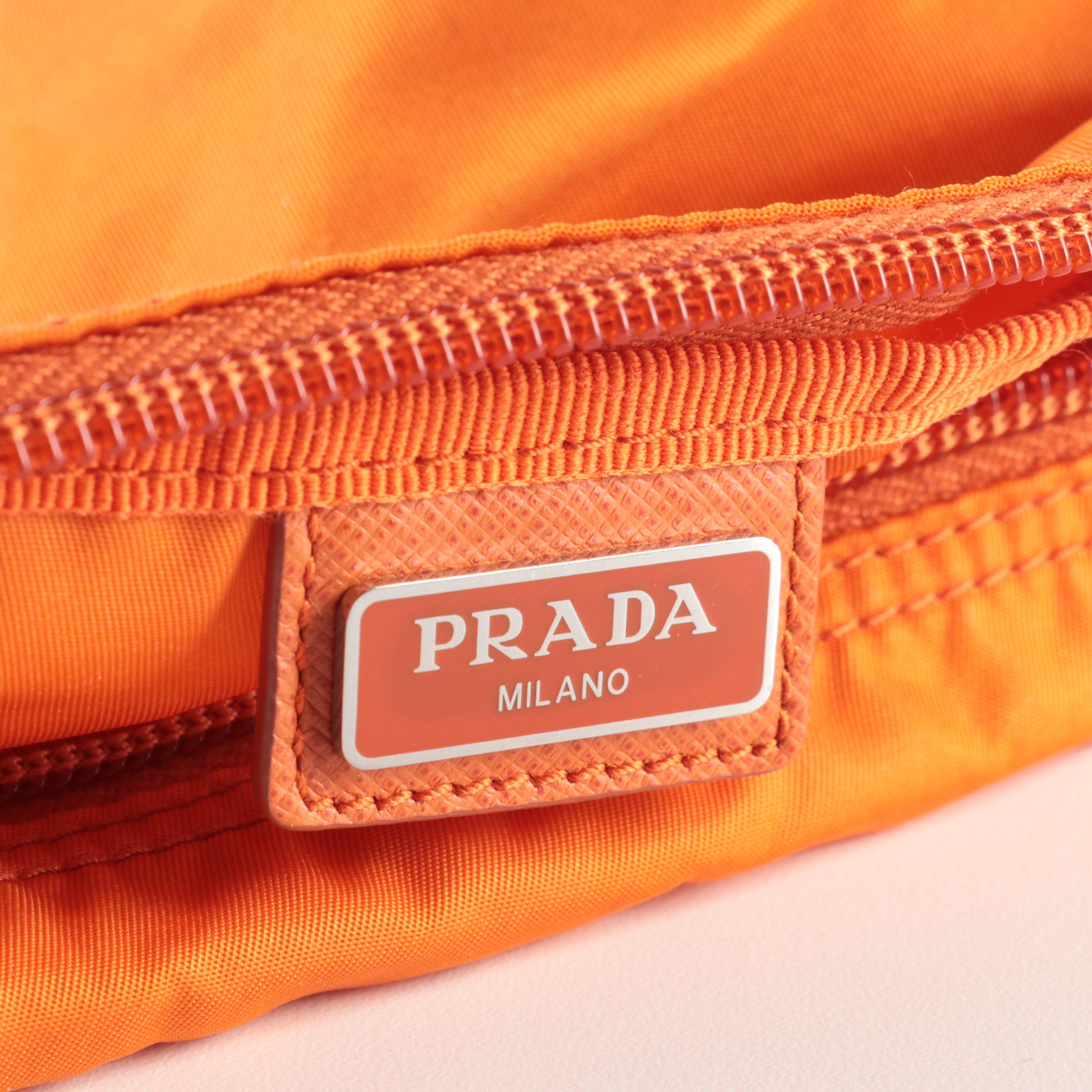 Prada Cosmetic Pouch in Orange Nylon
