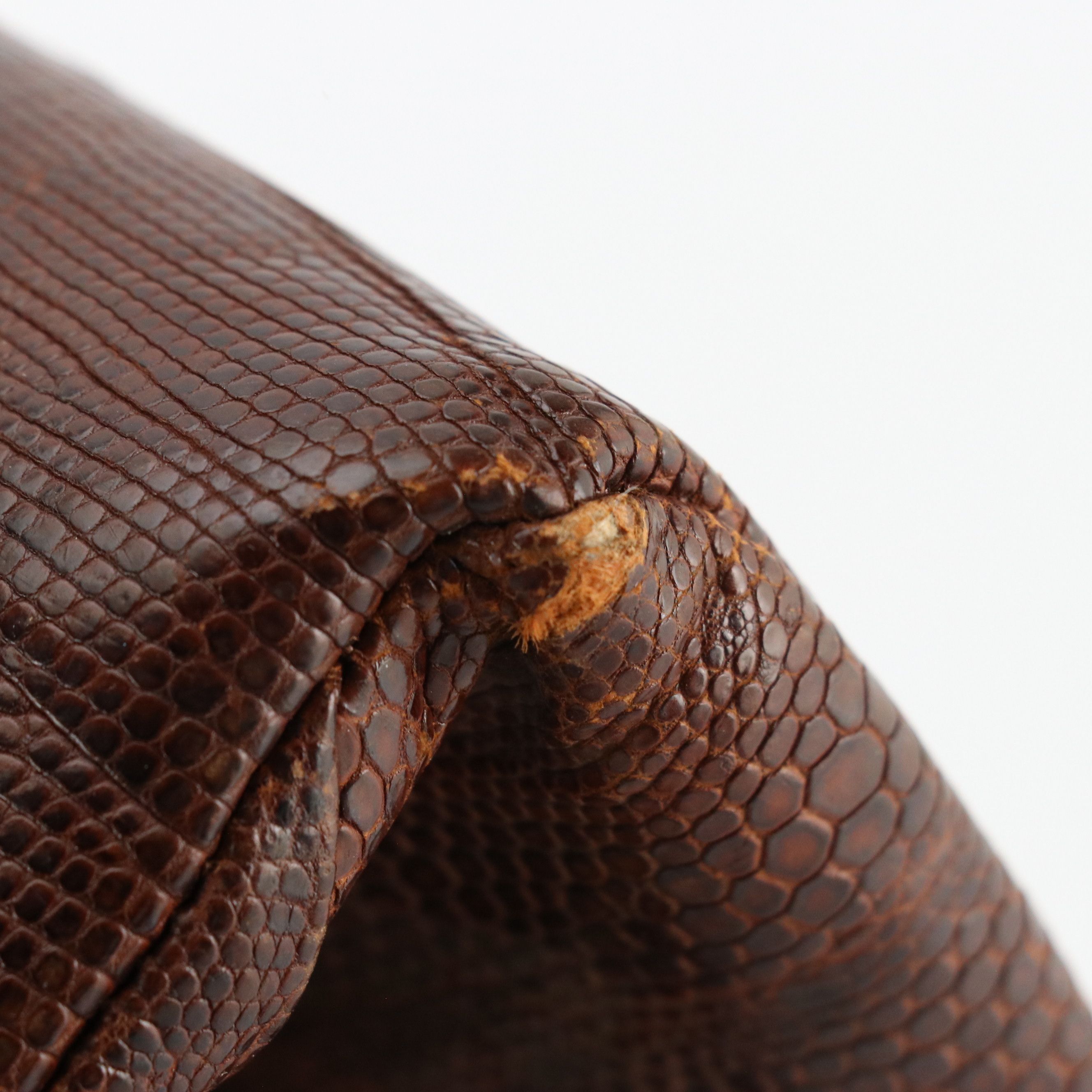 Bellestone Brown Lizard Skin Leather Frame Handbag, Other Vintage Accordion Bag