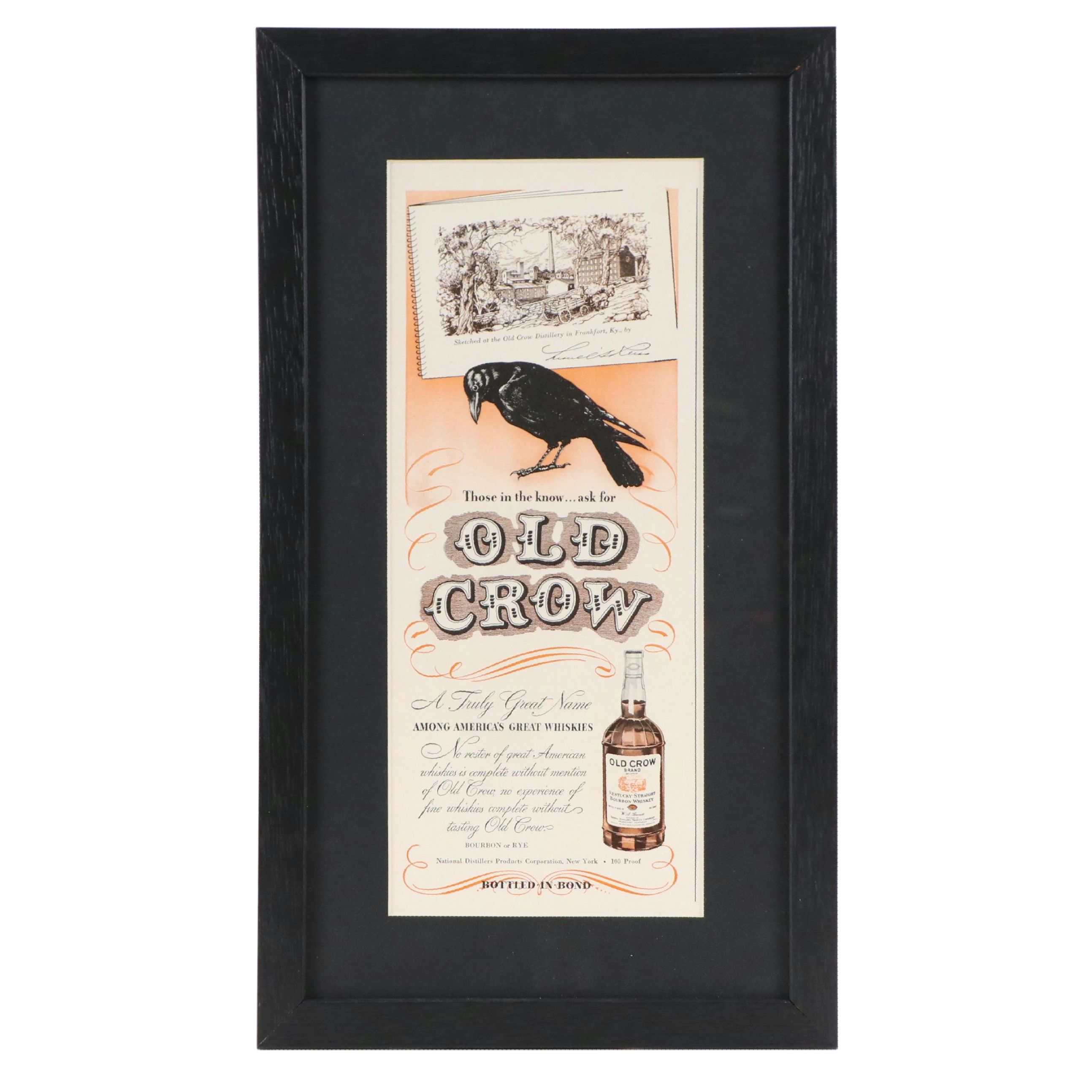 Old Crow Bourbon Whiskey Vintage Advertisement