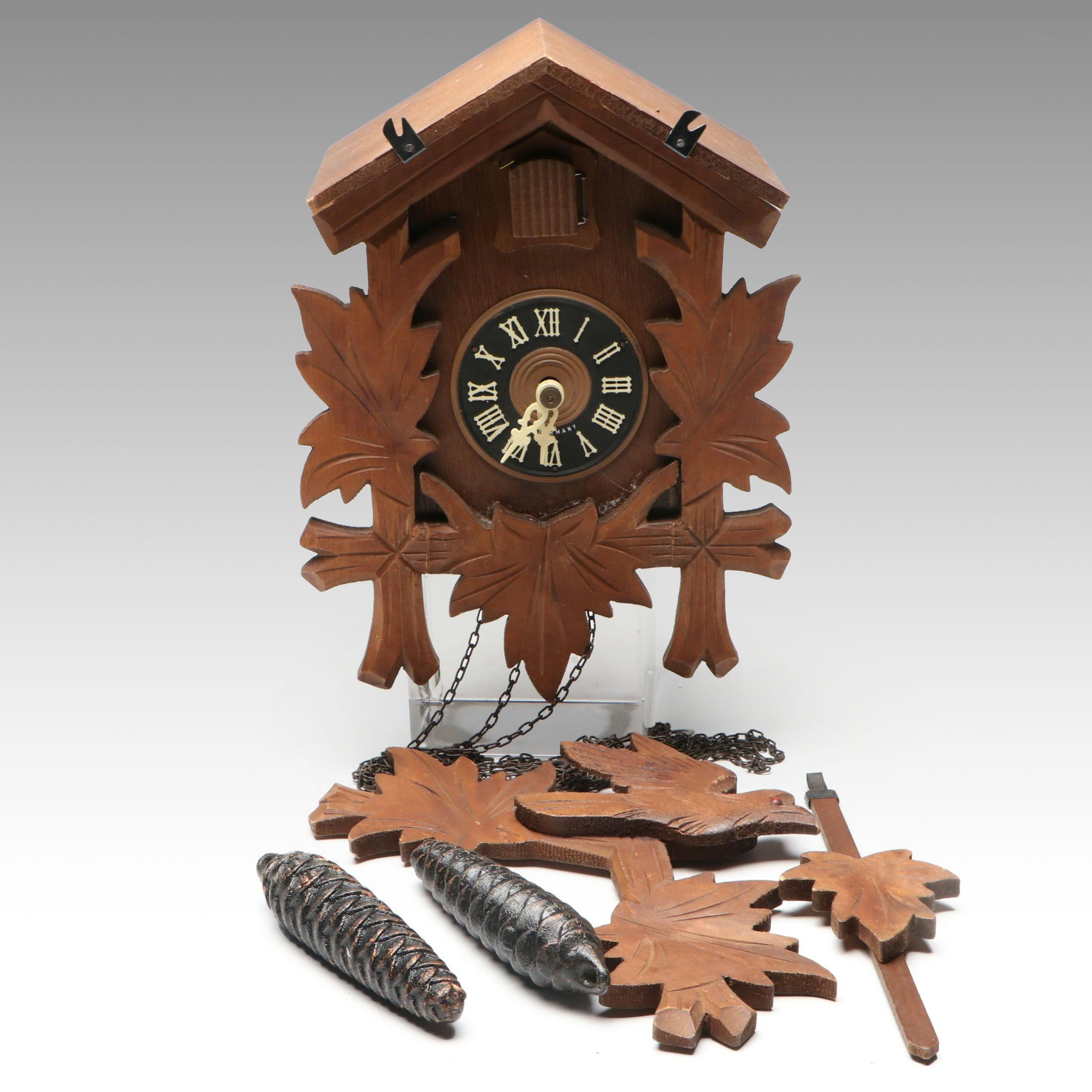 West German Black Forest Wood Cuckoo Clock