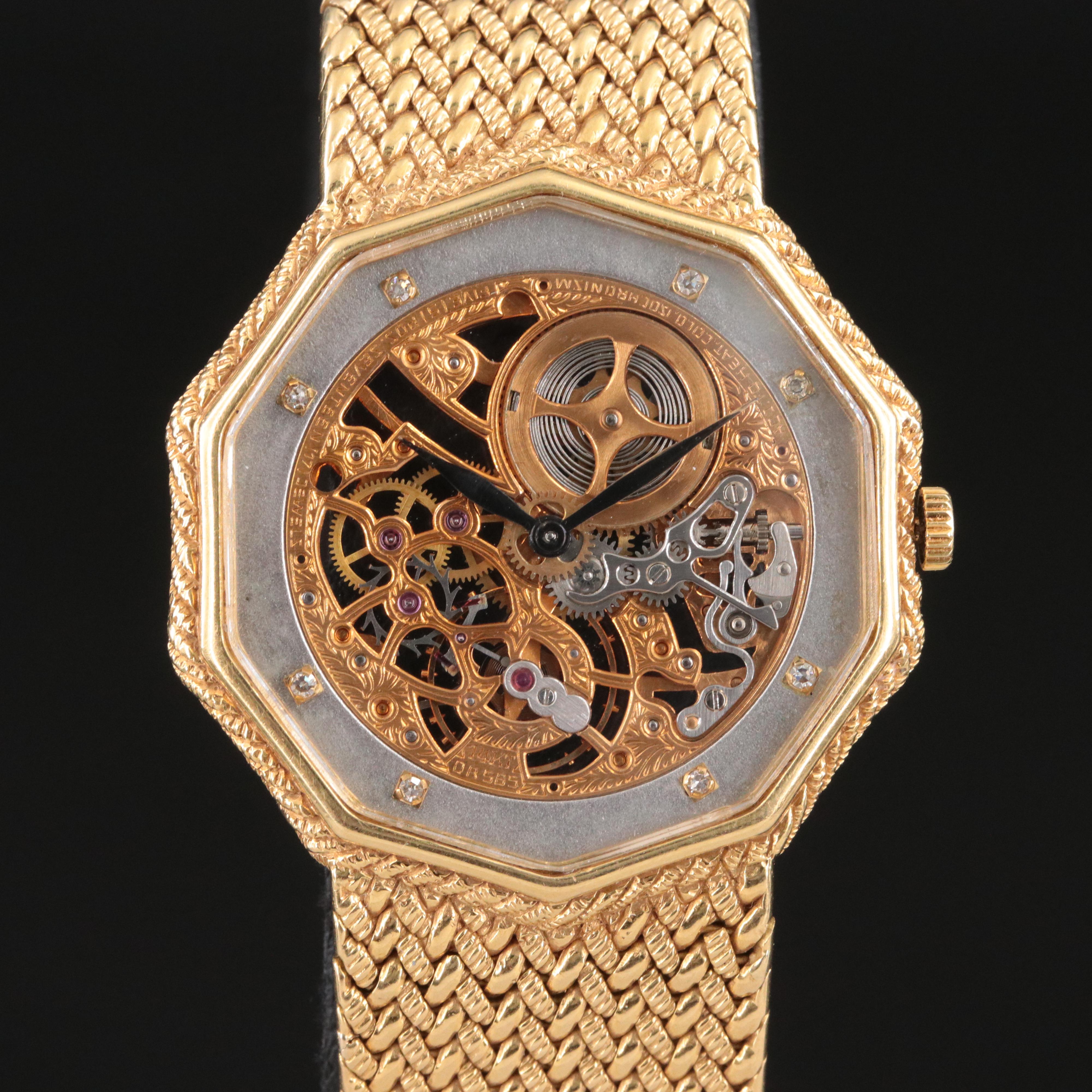 14K Audemars Piguet Skeleton Movement Decagon 18K Case & Band Watch