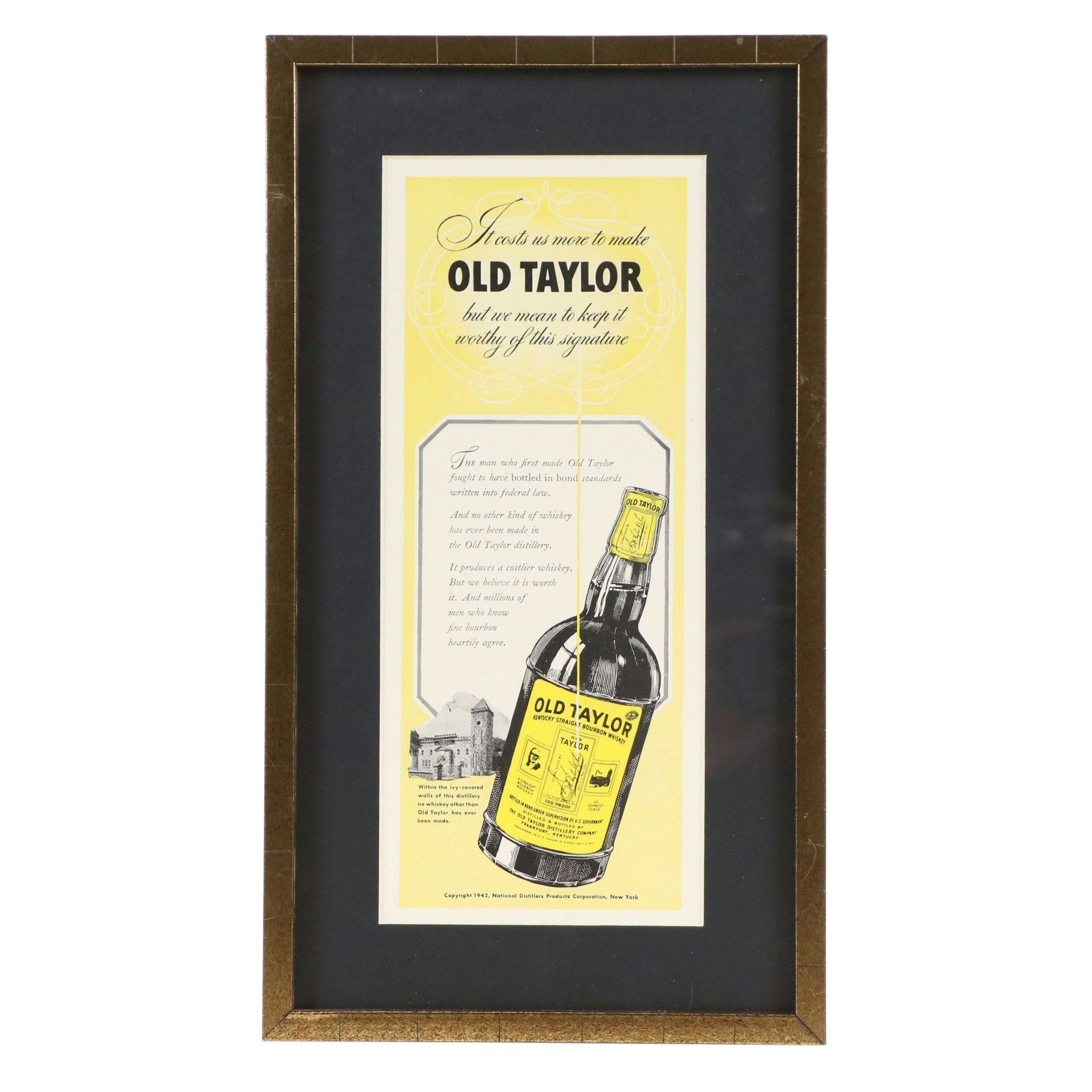 Old Taylor Bourbon Whiskey 1942 Advertisement