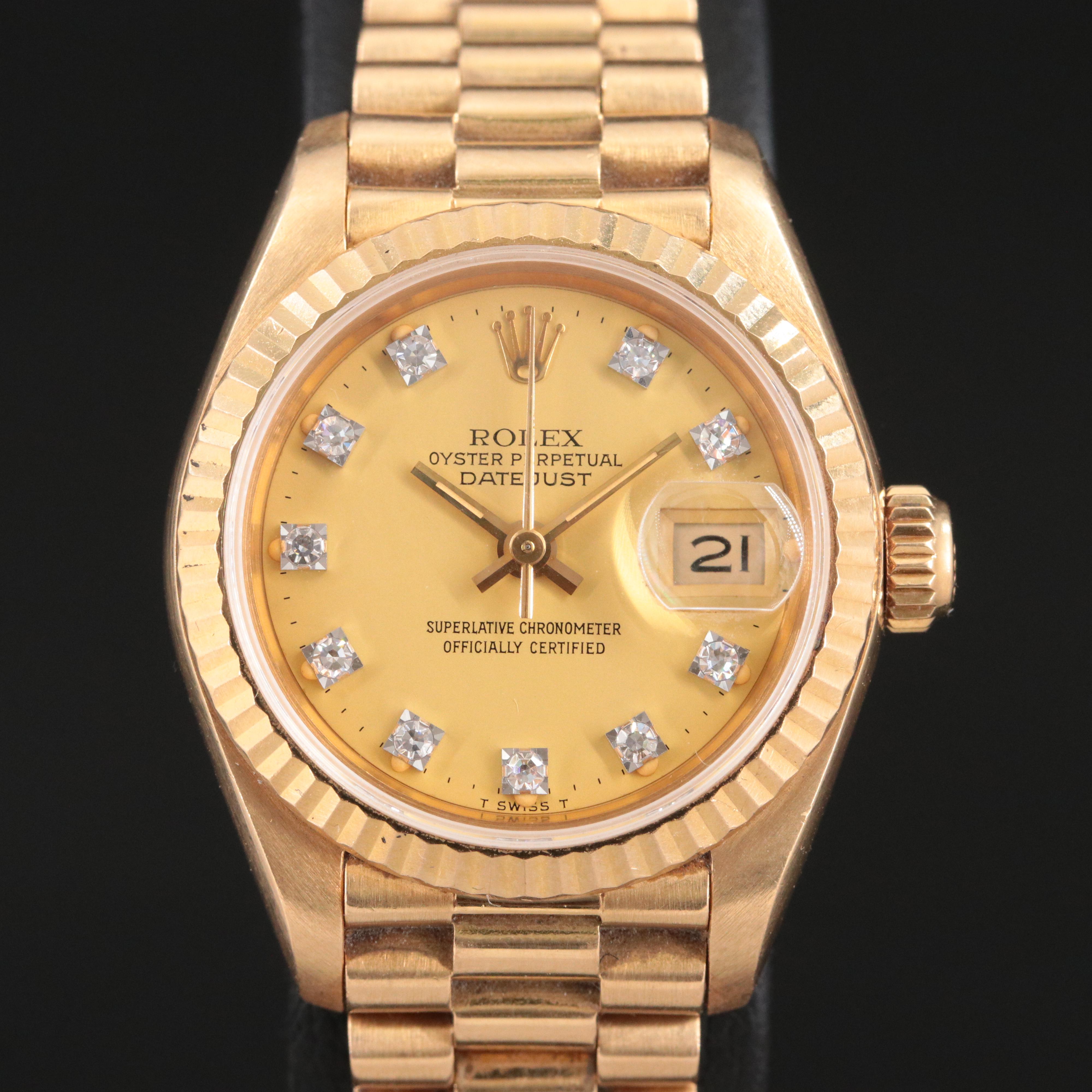 Rolex Datejust 69178 Custom Diamond 18K Watch c.1984