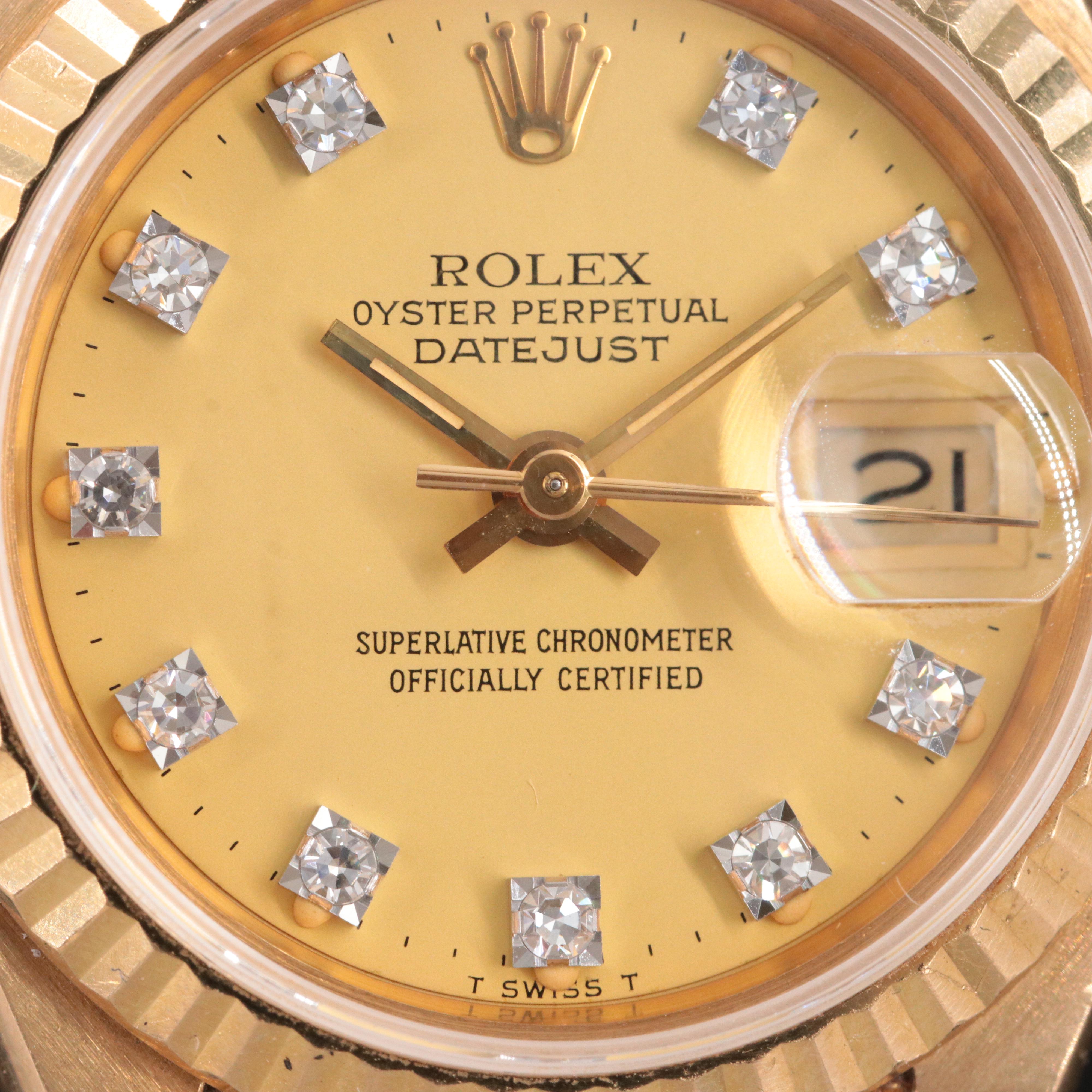 Rolex Datejust 69178 Custom Diamond 18K Watch c.1984