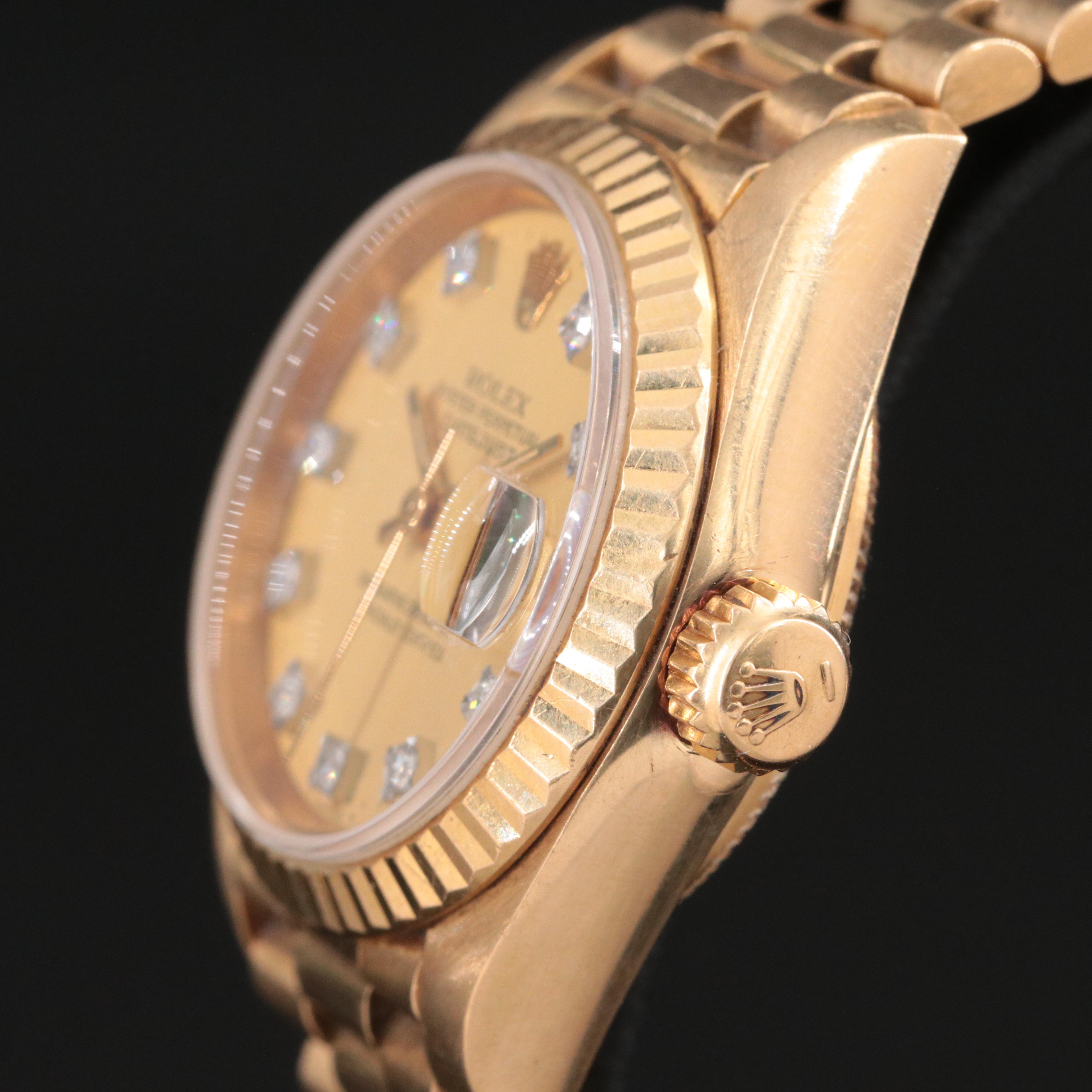 Rolex Datejust 69178 Custom Diamond 18K Watch c.1984