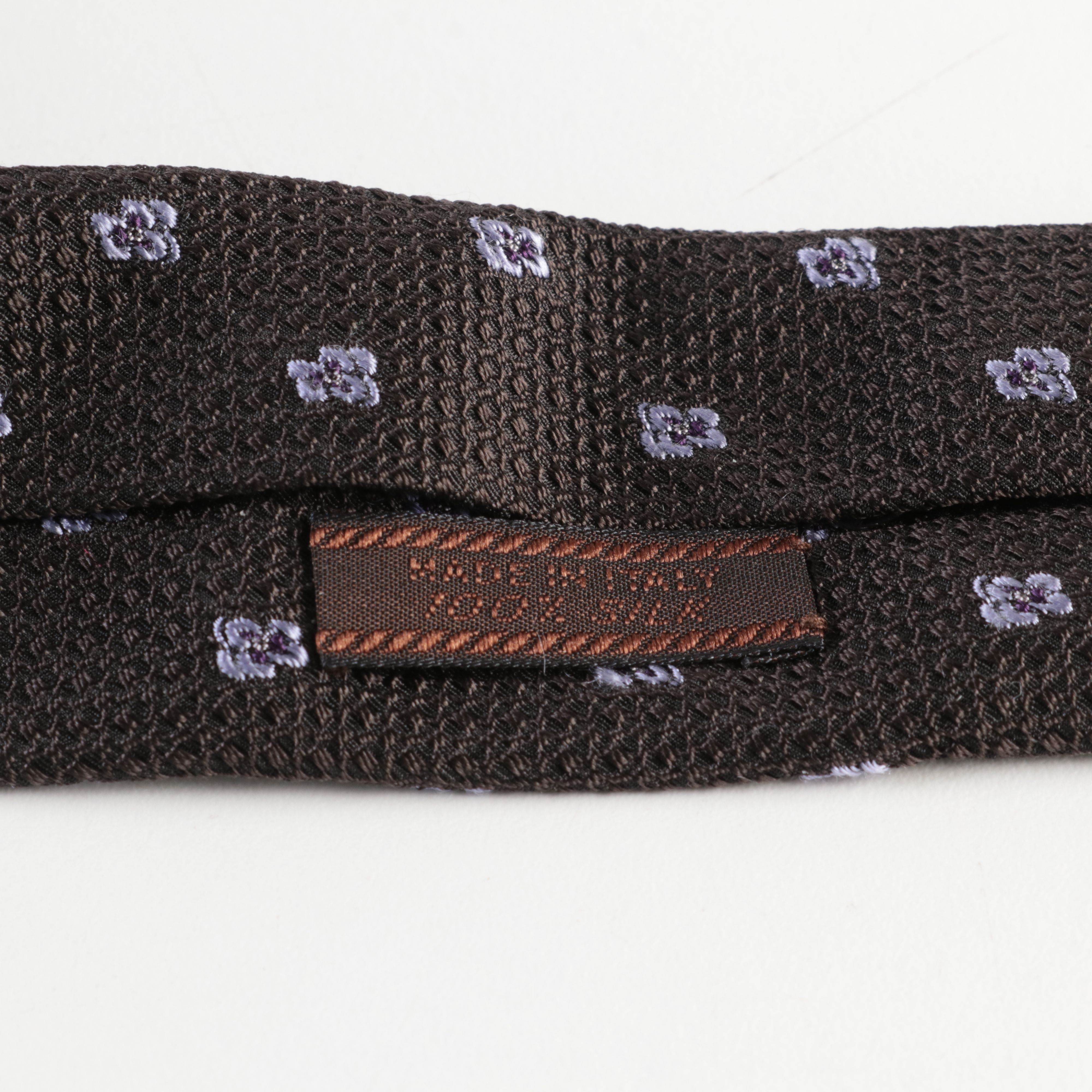 Prada Silk Necktie with Purple Pattern on Black