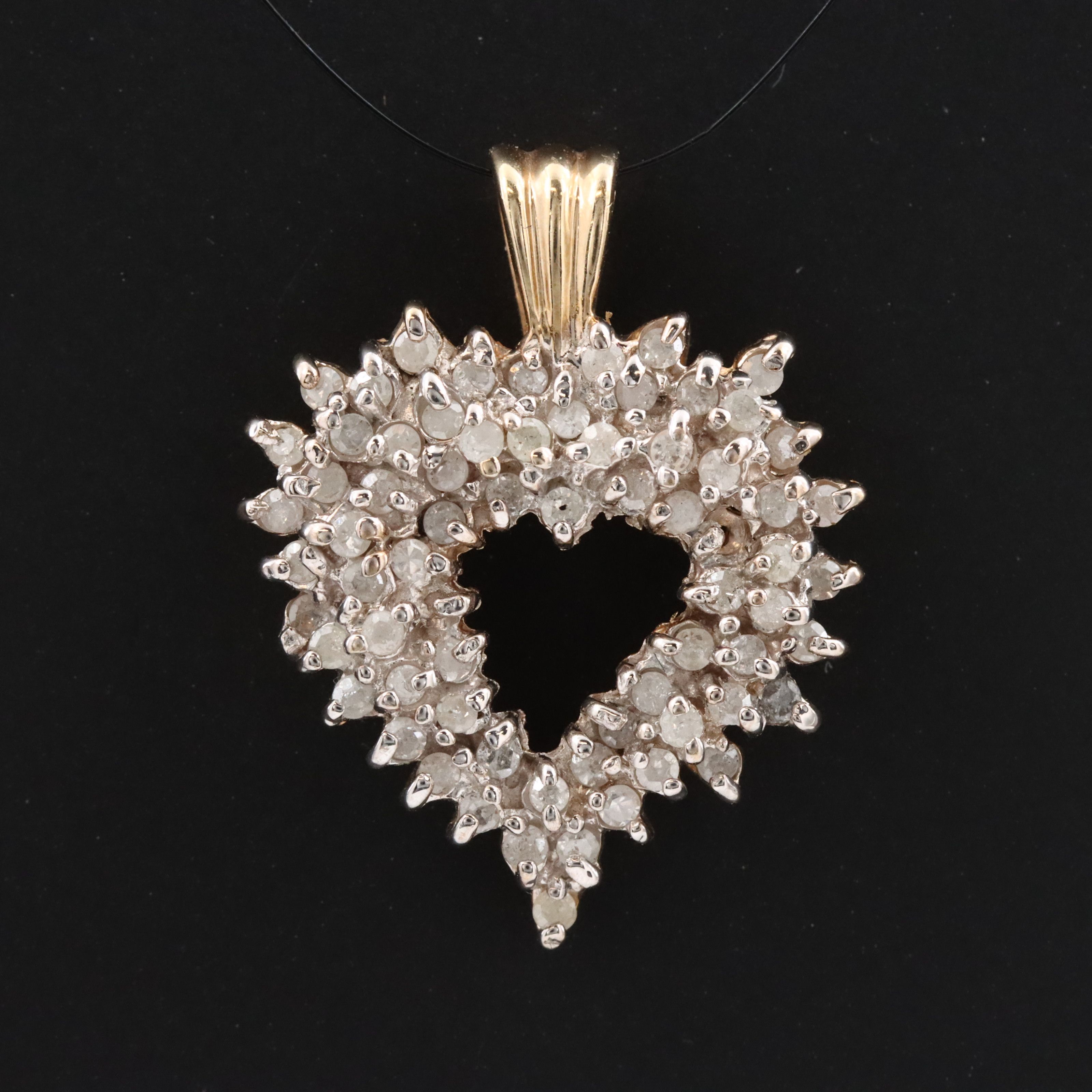 10K 1.02 CTW Diamond Heart Pendant