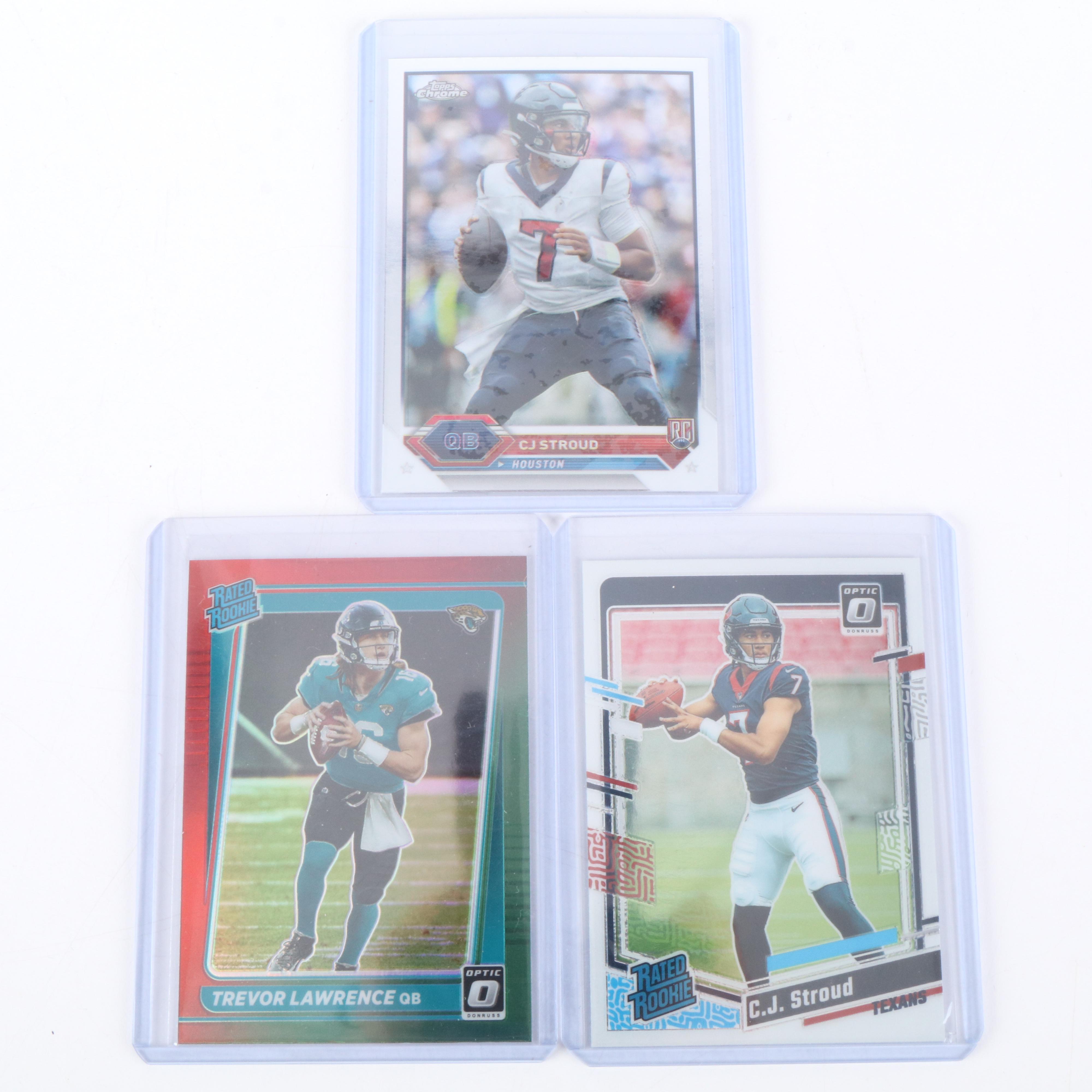 Topps Chrome with Other Football Cards Featuring Bo Nix and Joe Burrow Rookies