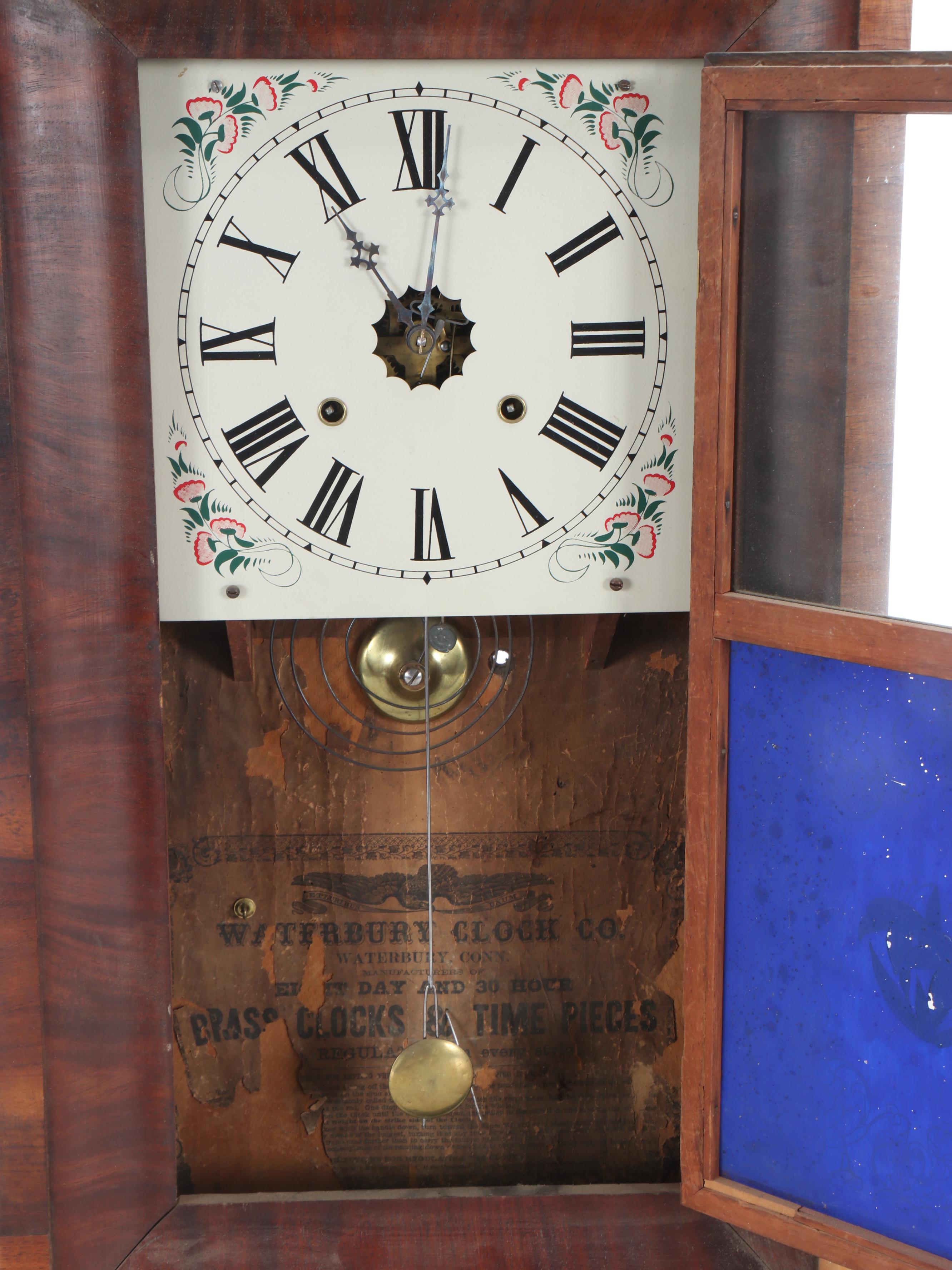 Waterbury Clock Co. Reverse Painted Ogee Mantel Clock, 19th Century