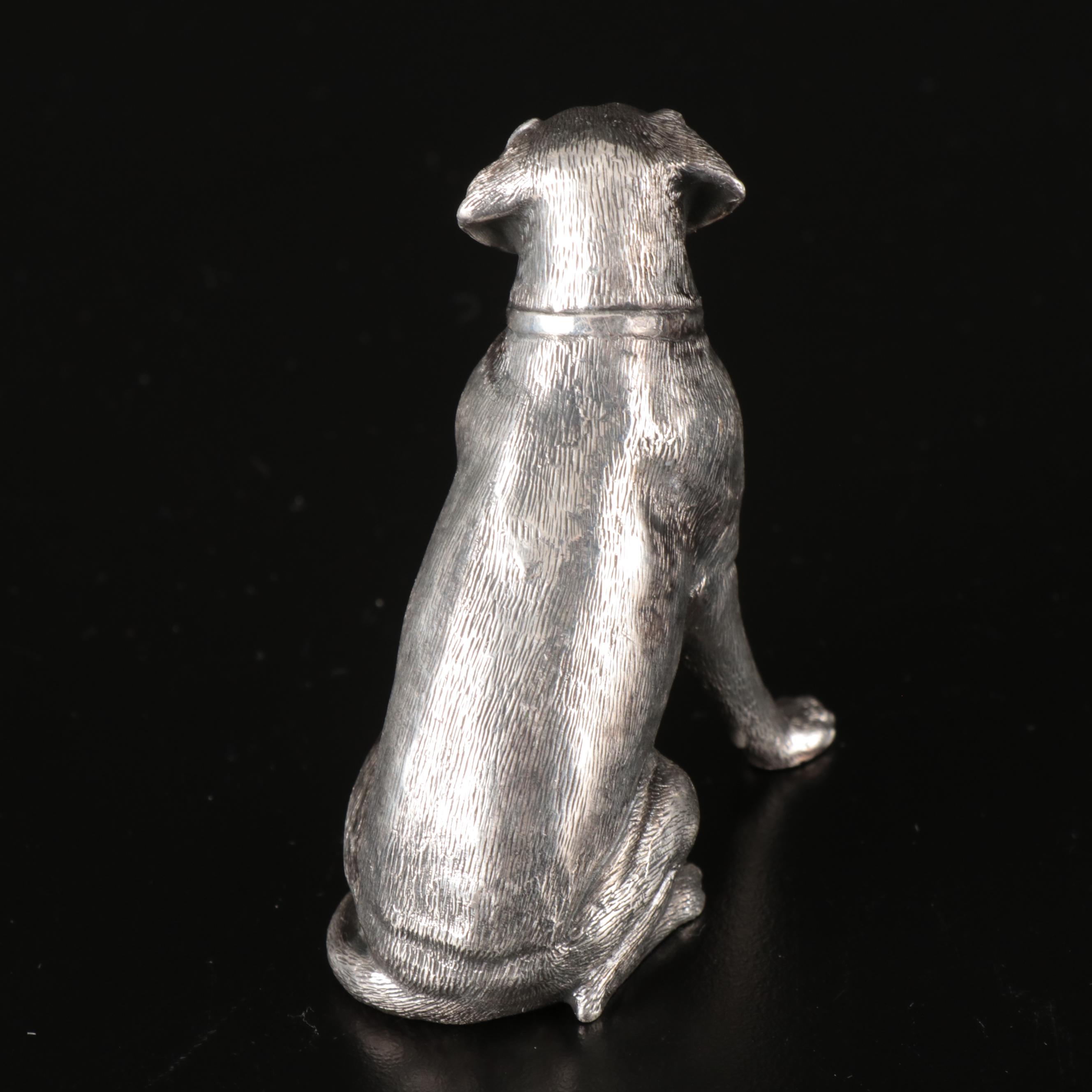 Russian 875 Silver Labrador Figurine with Crystal Eyes, Late 19th Century