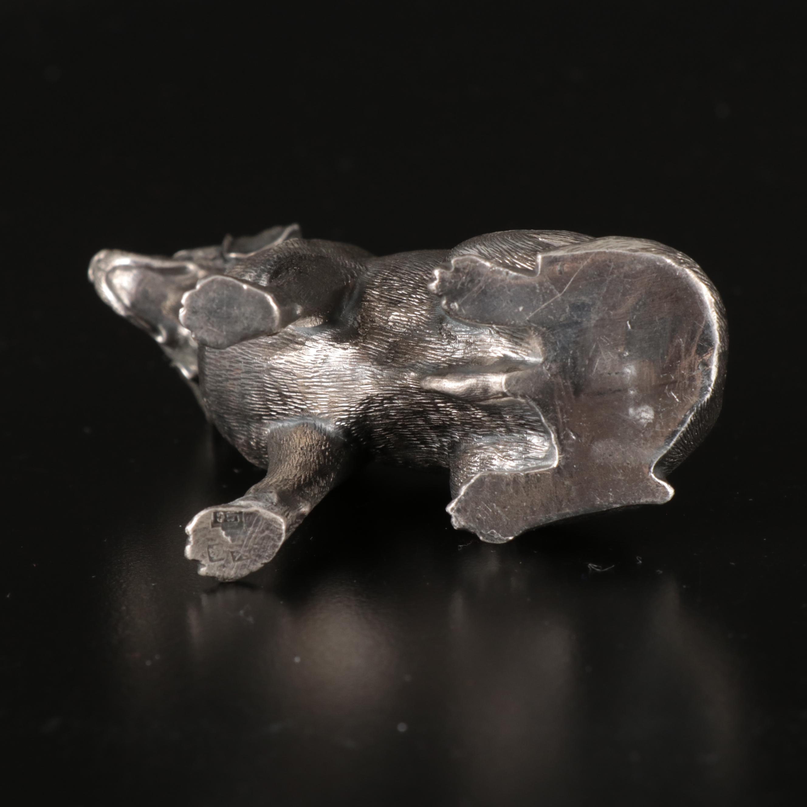 Russian 875 Silver Labrador Figurine with Crystal Eyes, Late 19th Century