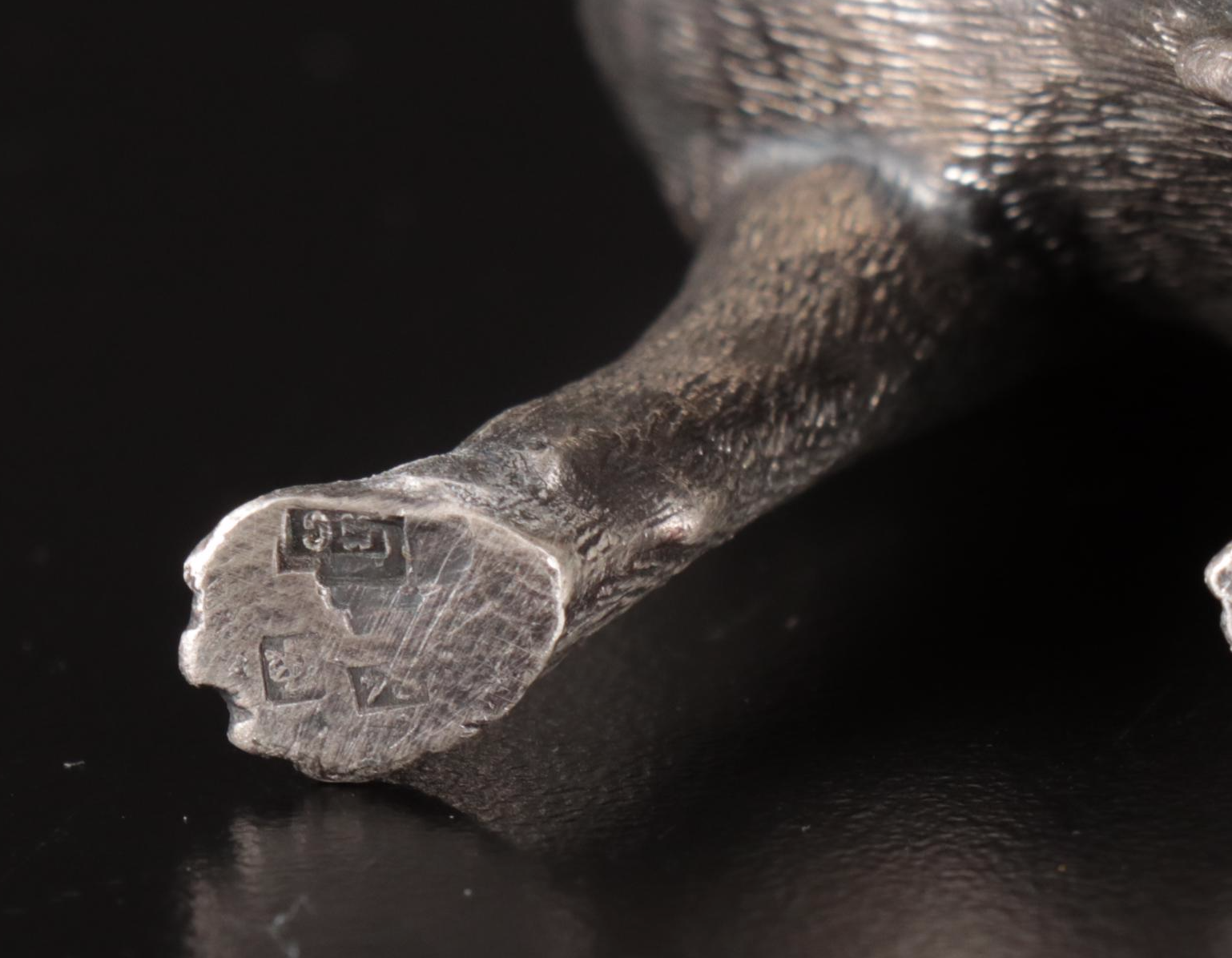 Russian 875 Silver Labrador Figurine with Crystal Eyes, Late 19th Century