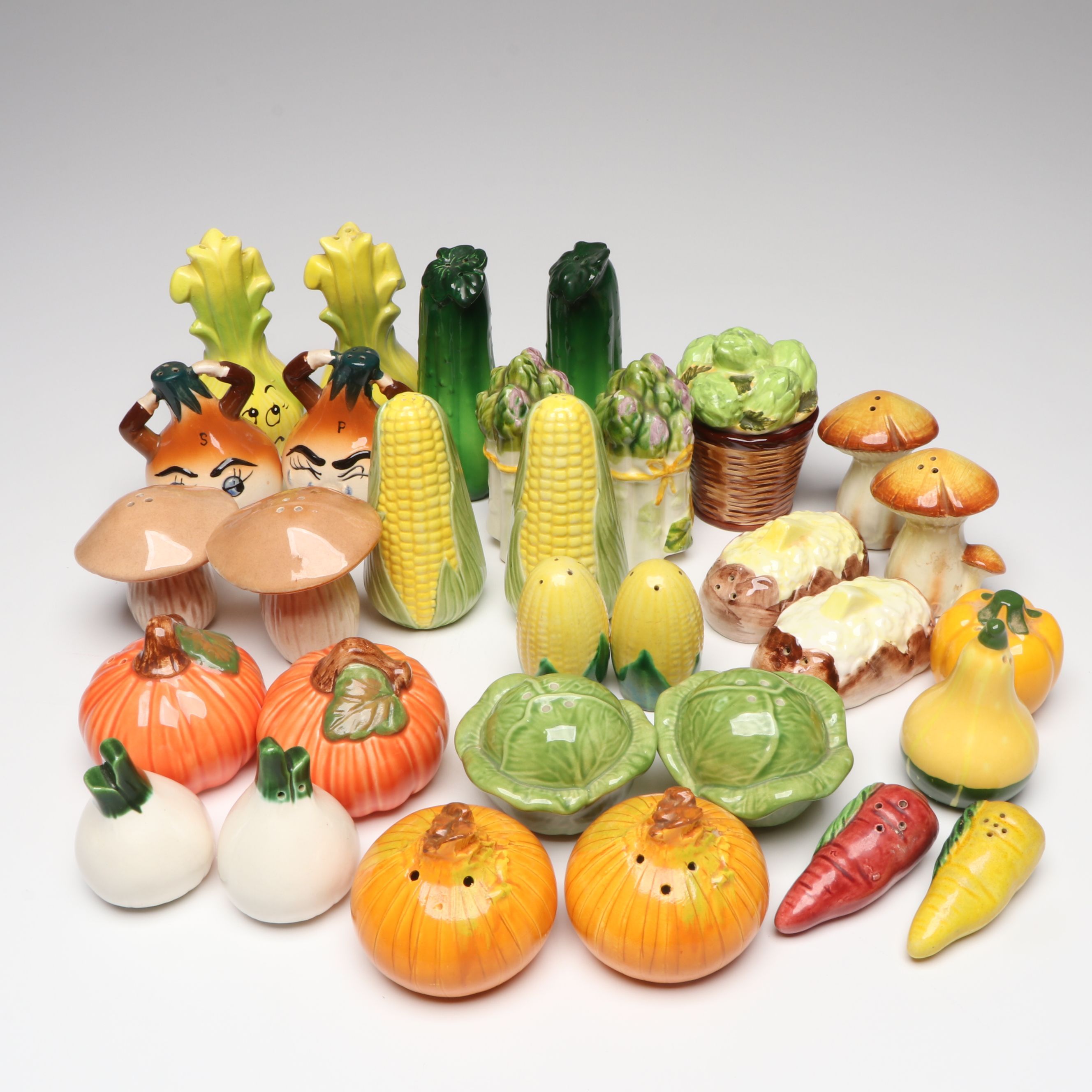 Enesco Onion-Shaped Ceramic Shakers with Other Novelty Ceramic Shakers