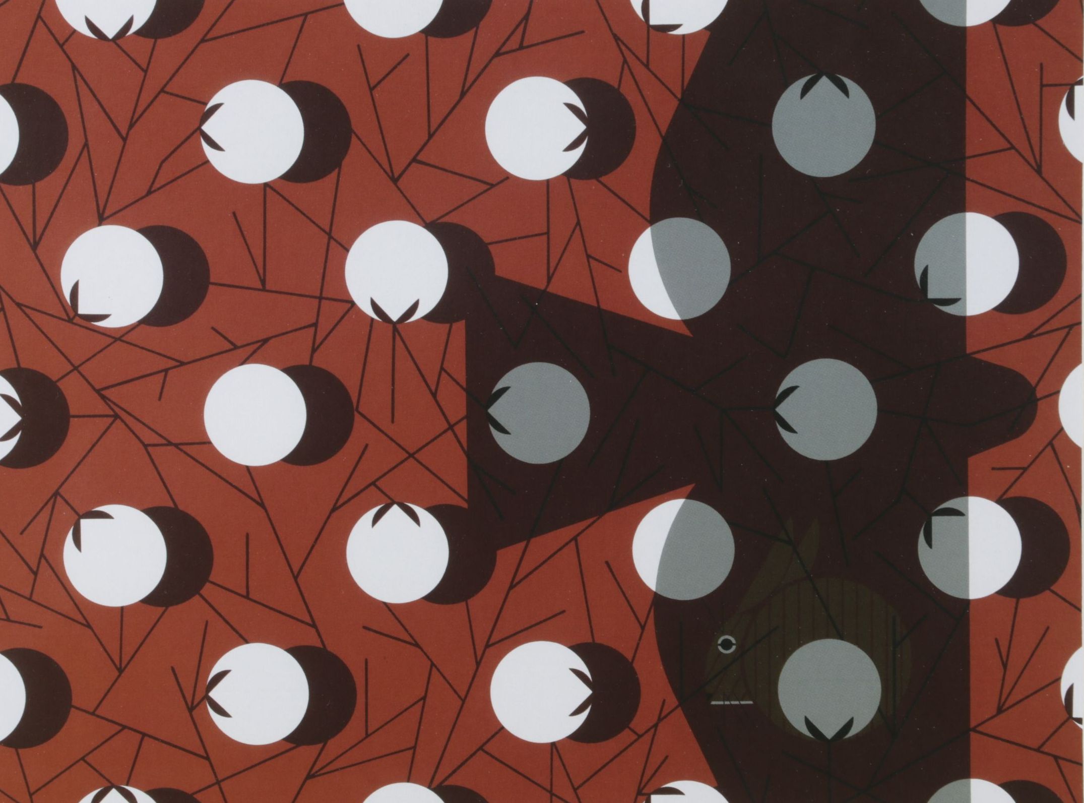 Offset Lithograph After Charley Harper "Cottontail in a Cotton Field", 1986