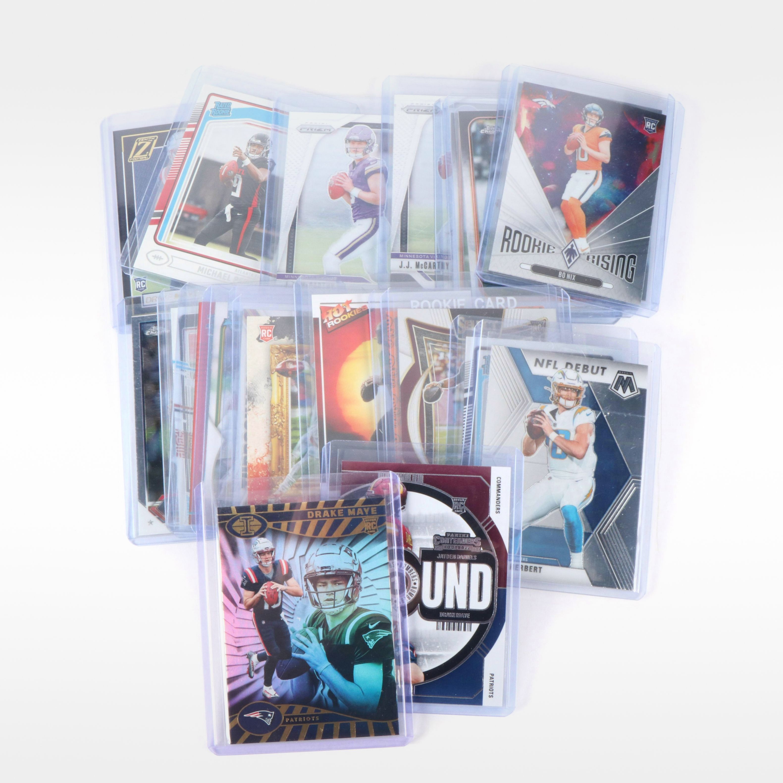 Topps Chrome with Other Football Cards Featuring Bo Nix and Joe Burrow Rookies