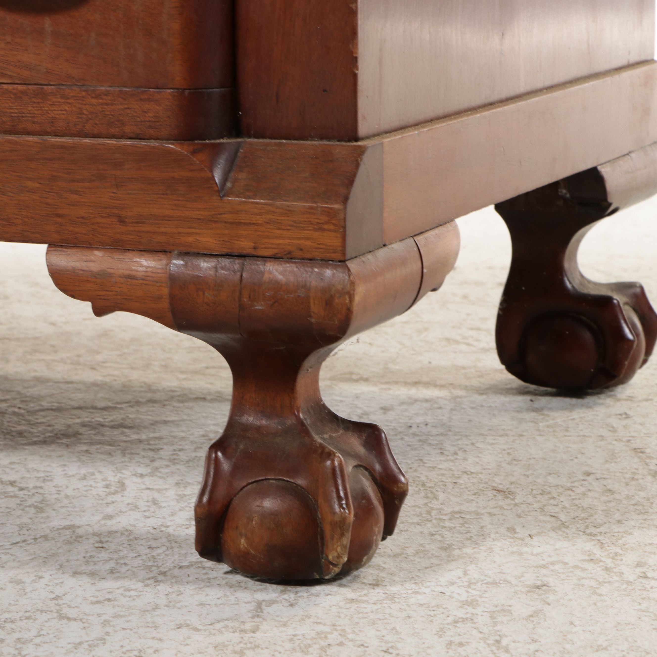 Chippendale Style Block-Front Mahogany Slant-Front Desk, 20th Century