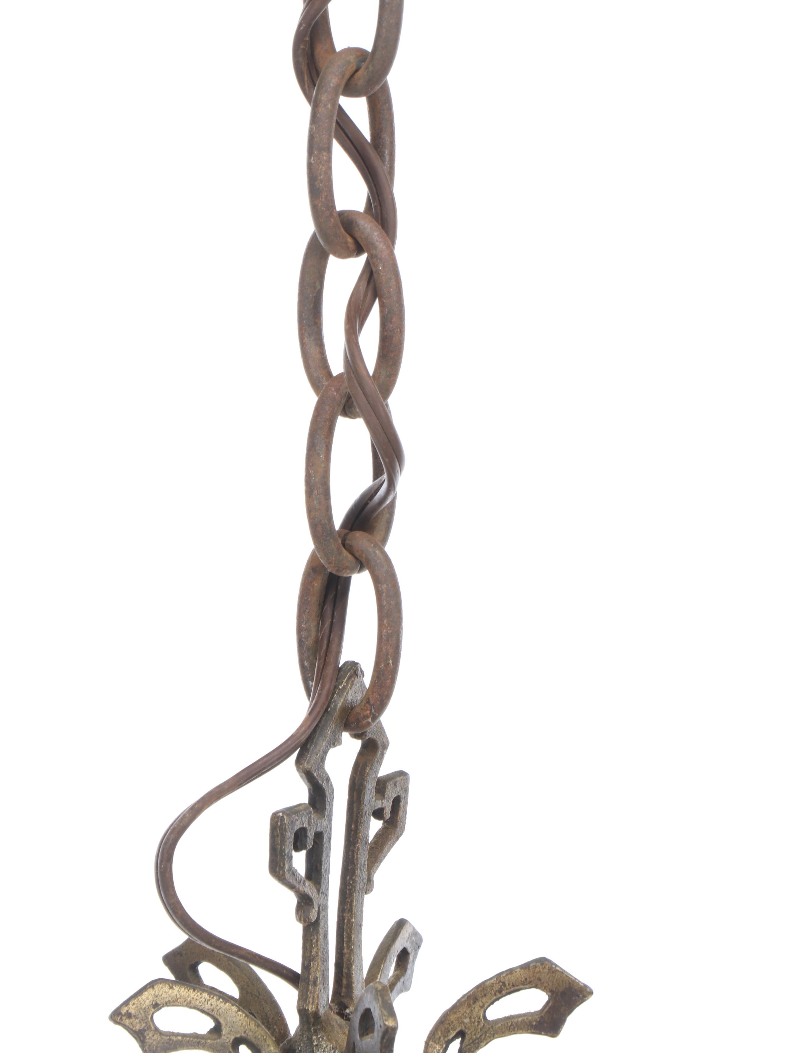 Art Deco Brass Chandelier, Early 20th Century