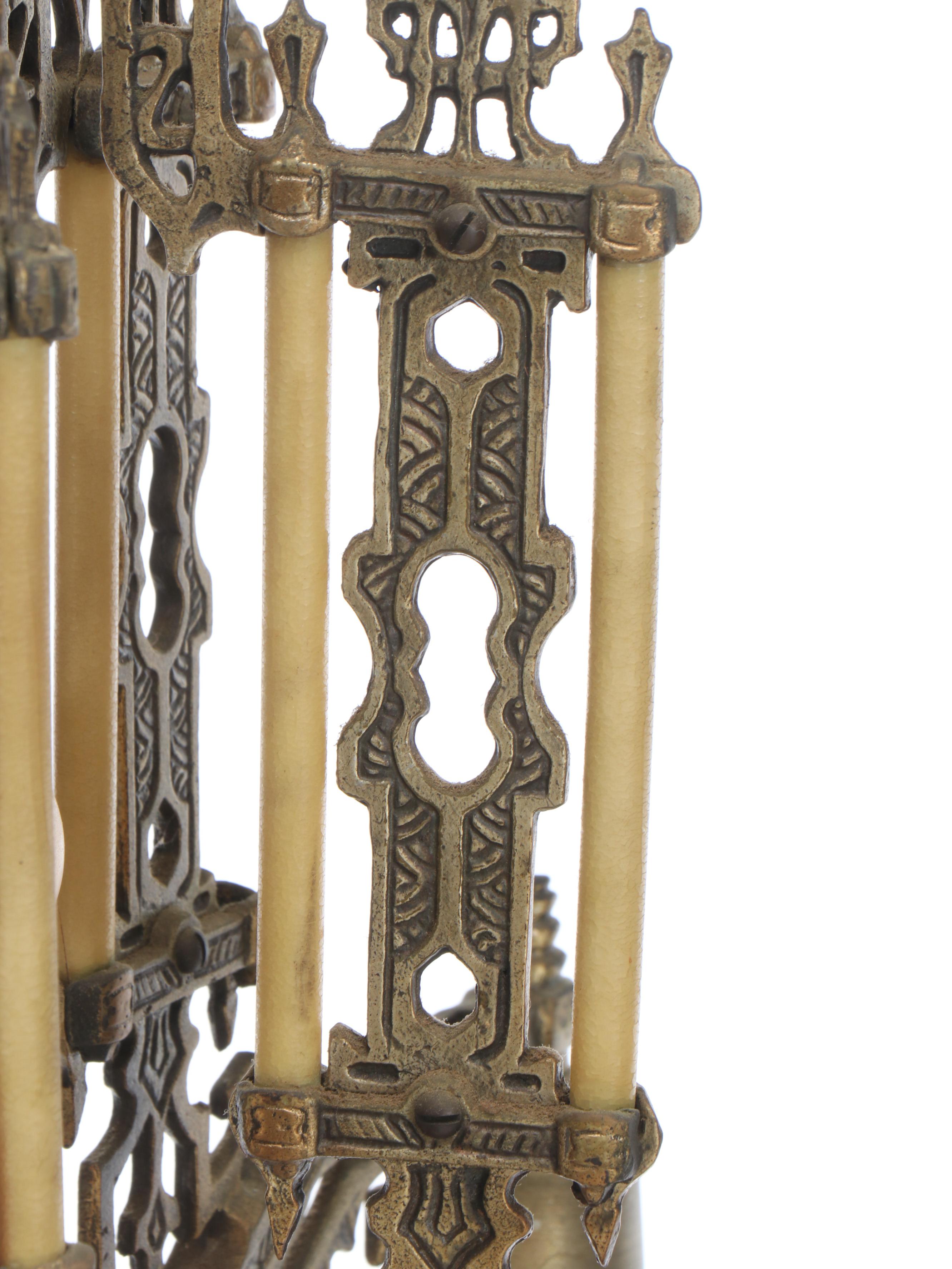 Art Deco Brass Chandelier, Early 20th Century