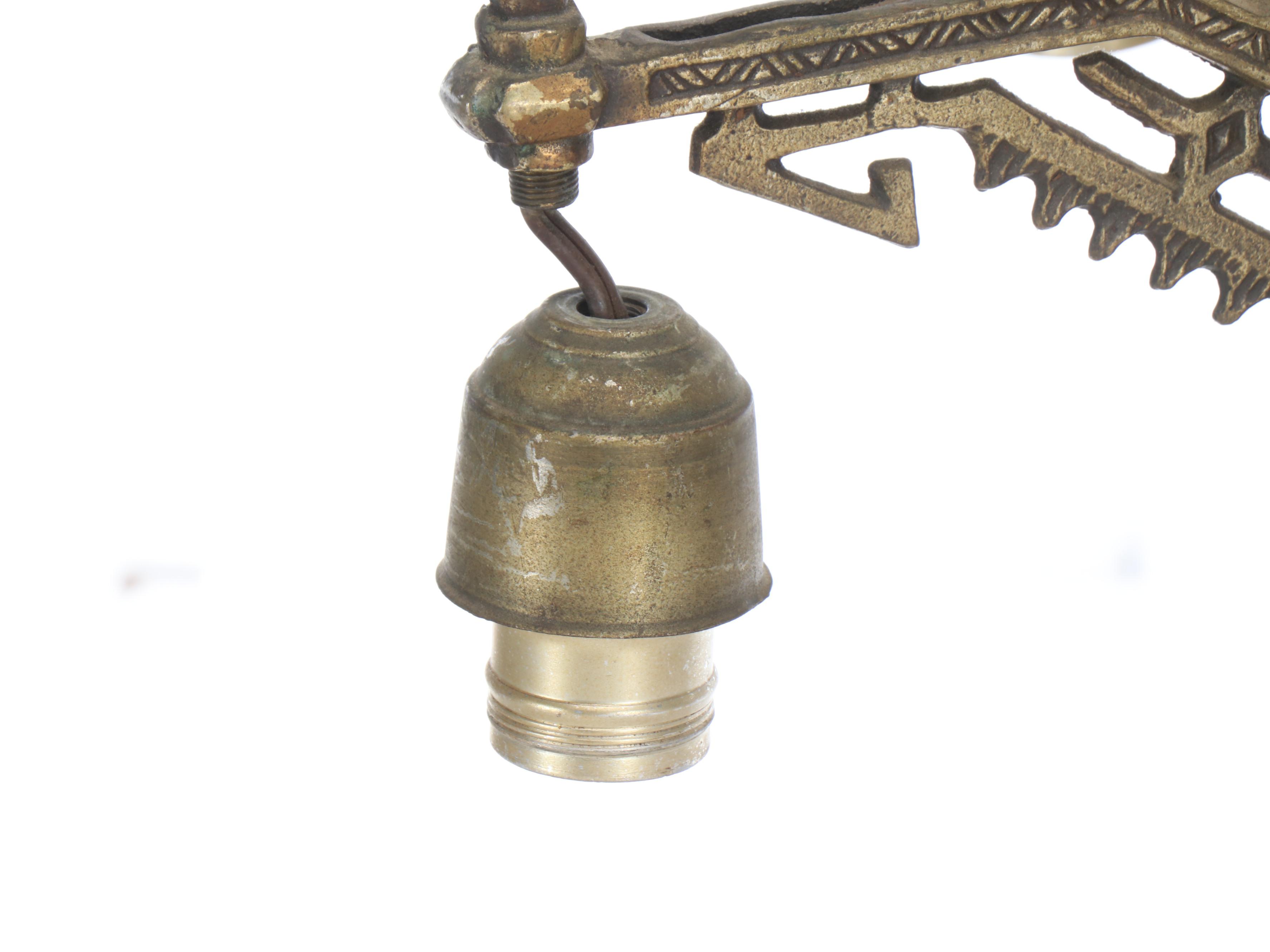 Art Deco Brass Chandelier, Early 20th Century