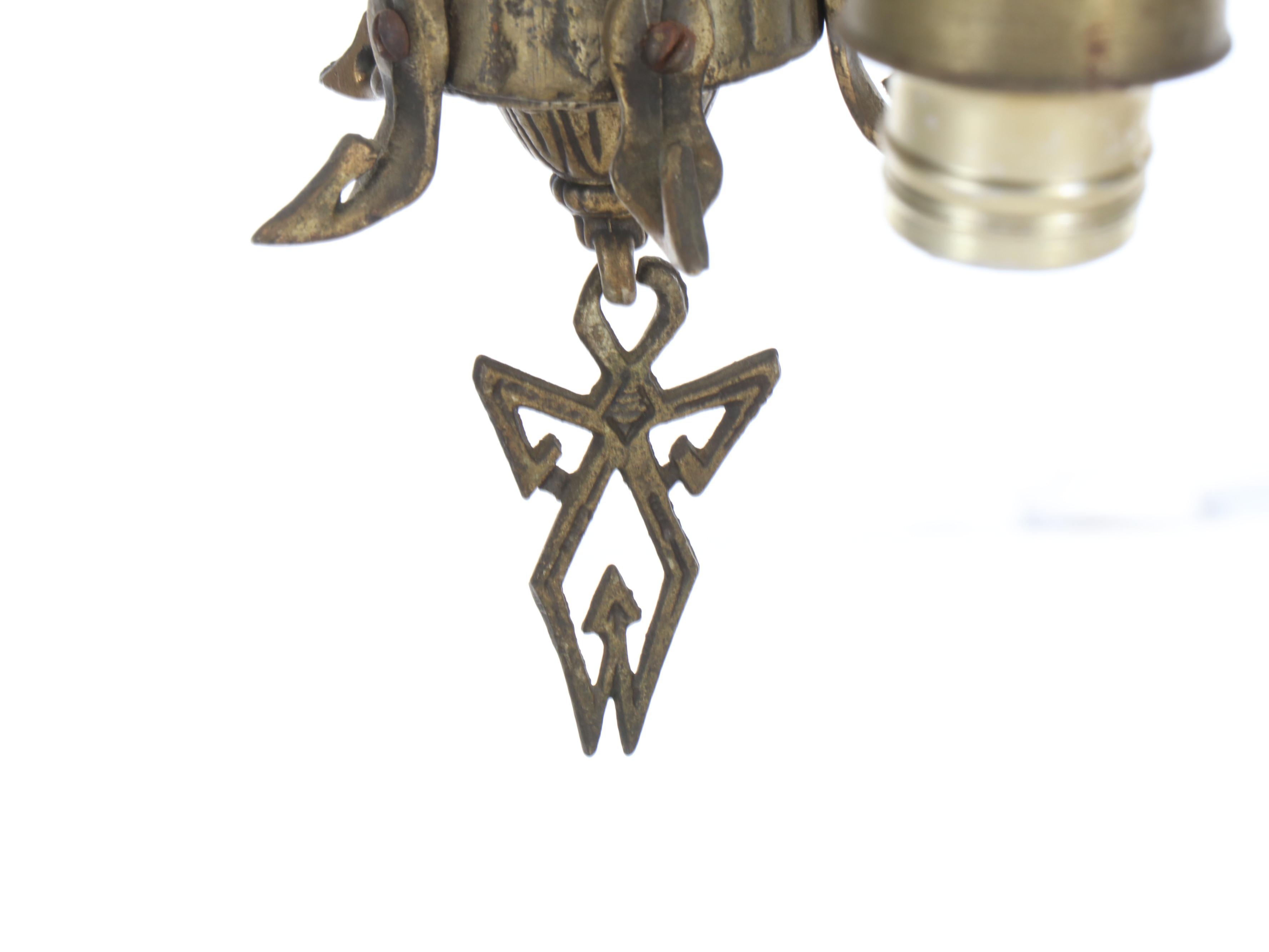 Art Deco Brass Chandelier, Early 20th Century