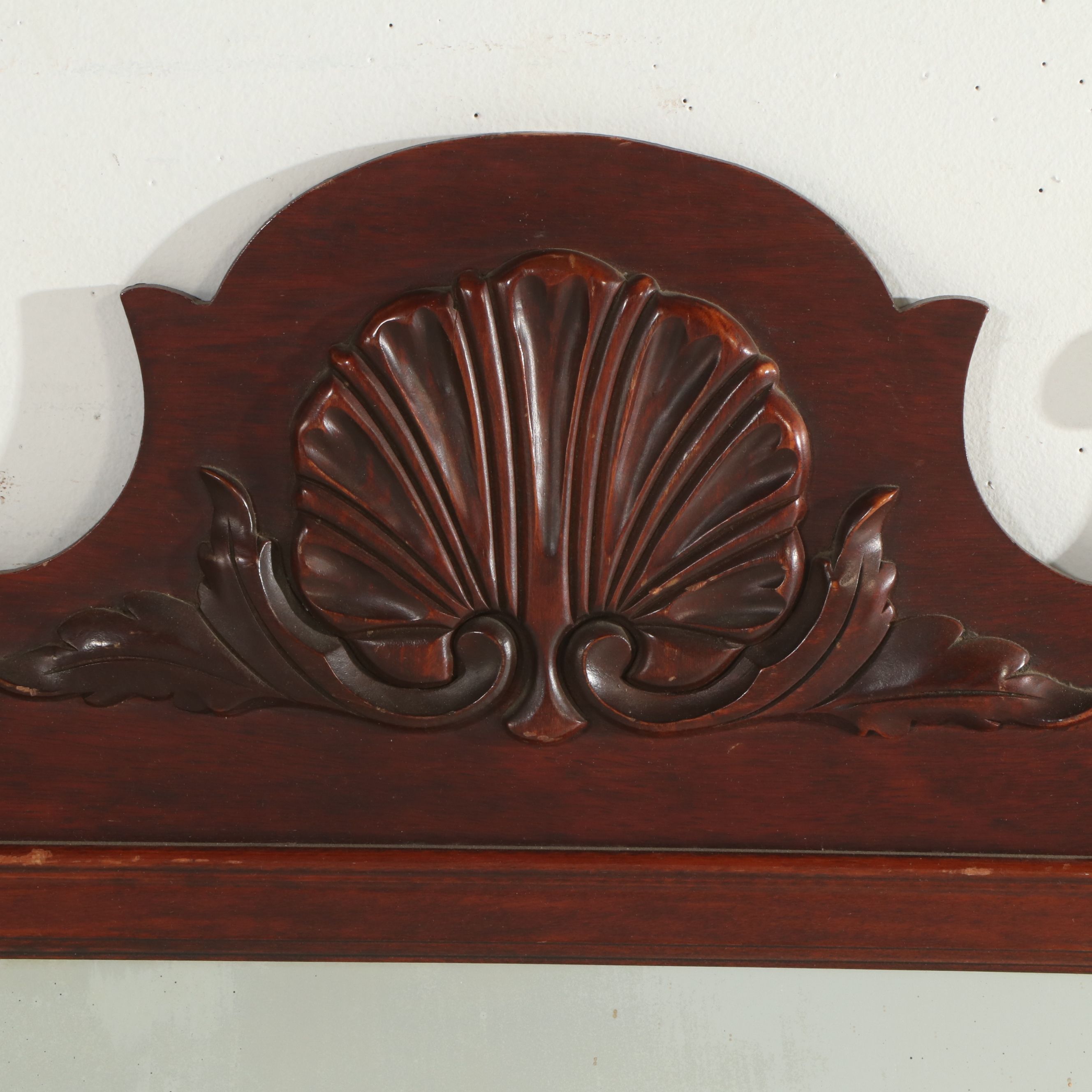 Queen Anne Style Mahogany Wall Mirror with Carved Shell Crest