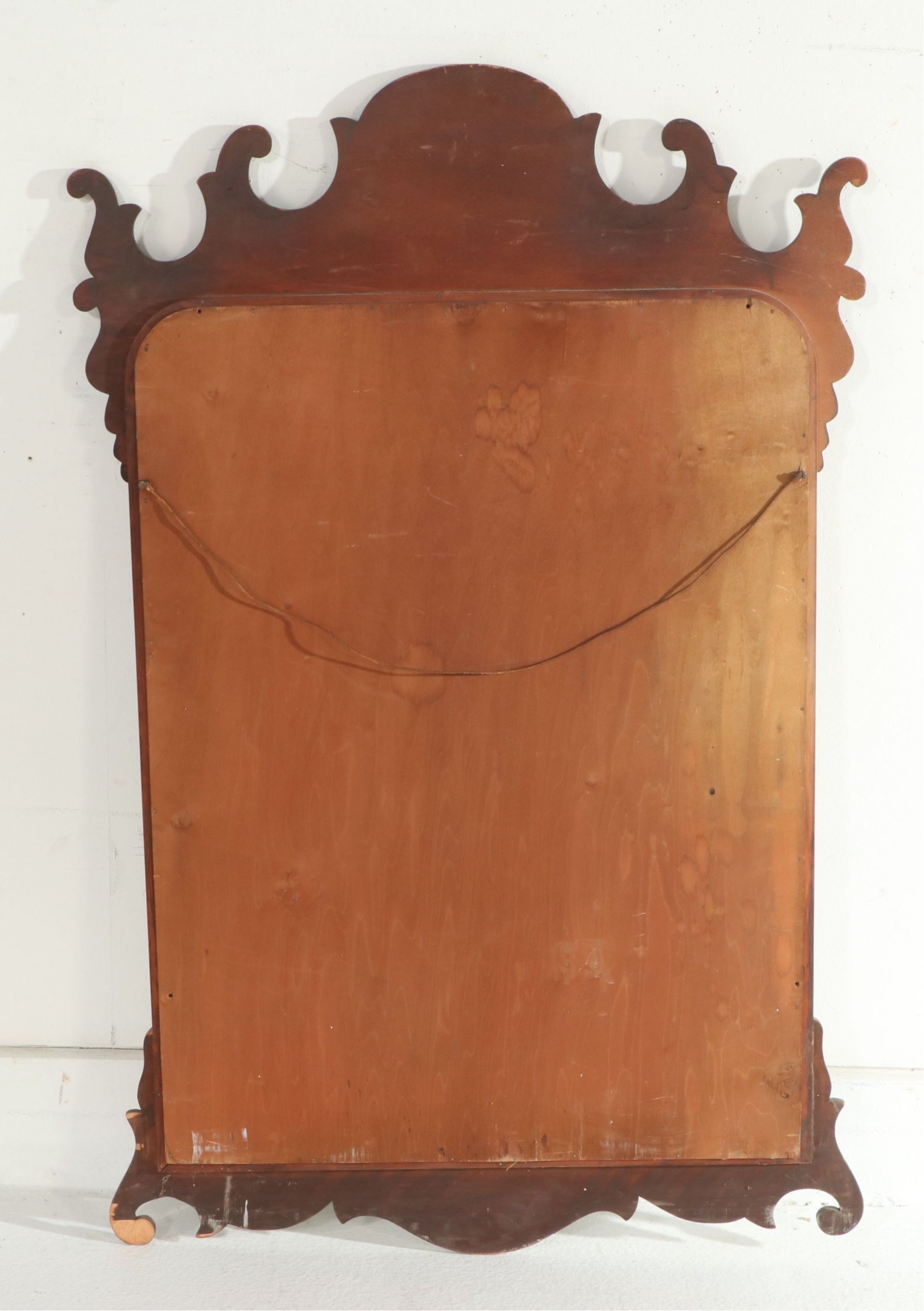 Queen Anne Style Mahogany Wall Mirror with Carved Shell Crest