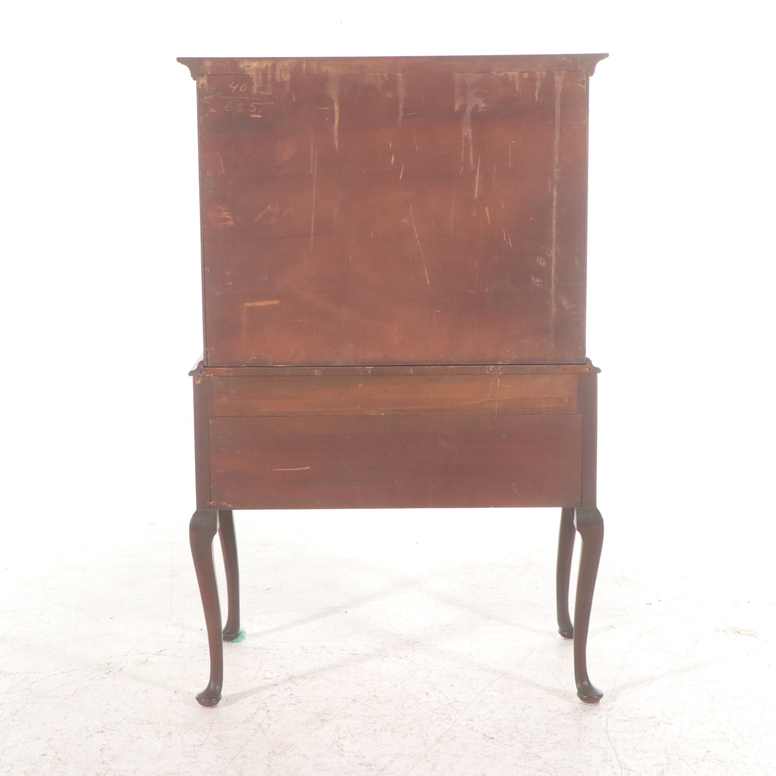 Queen Anne Style Mahogany Chest on Chest, Mid to Late 20th Century