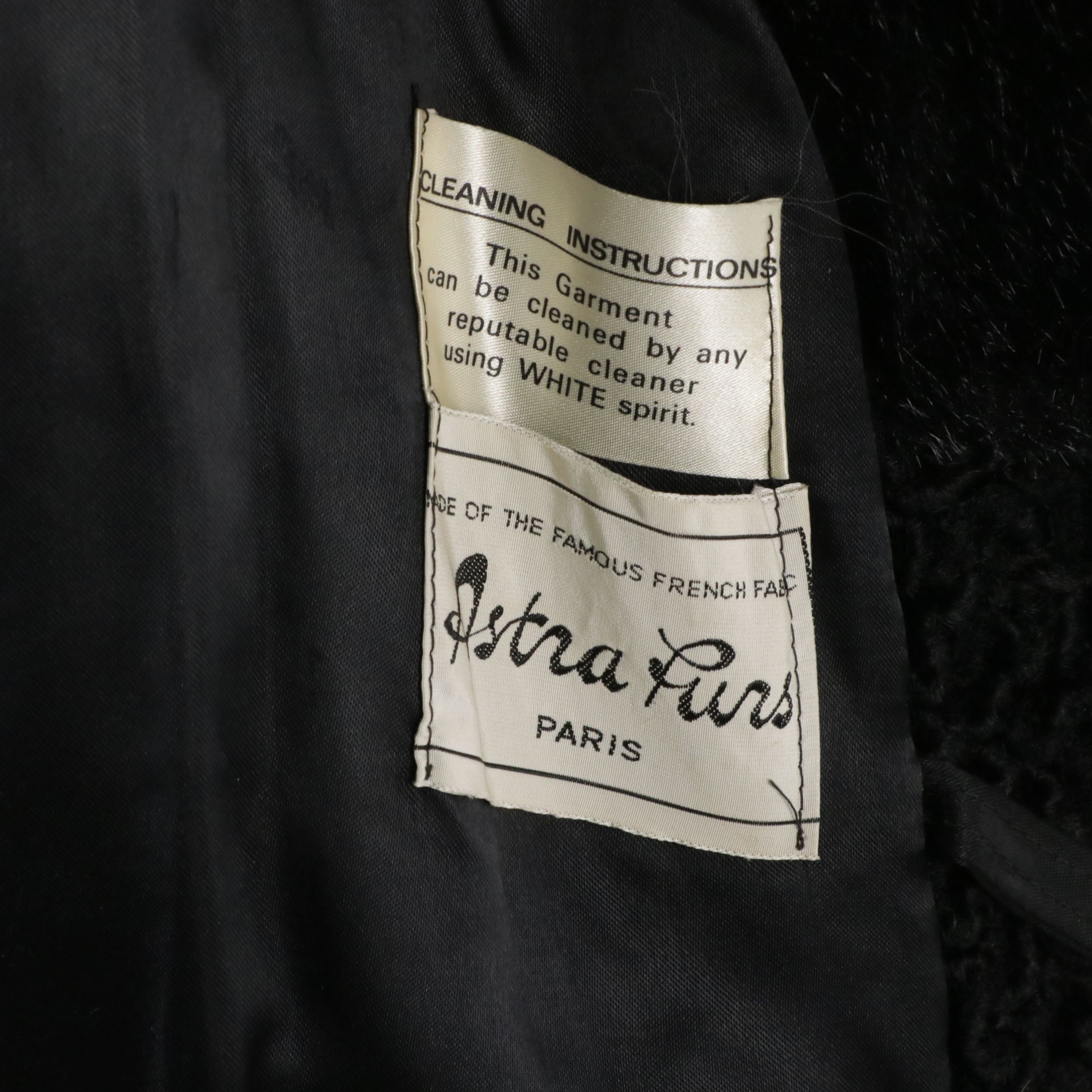 Astra Furs Black Faux Curly Lamb Fur Double-Breasted Style Coat