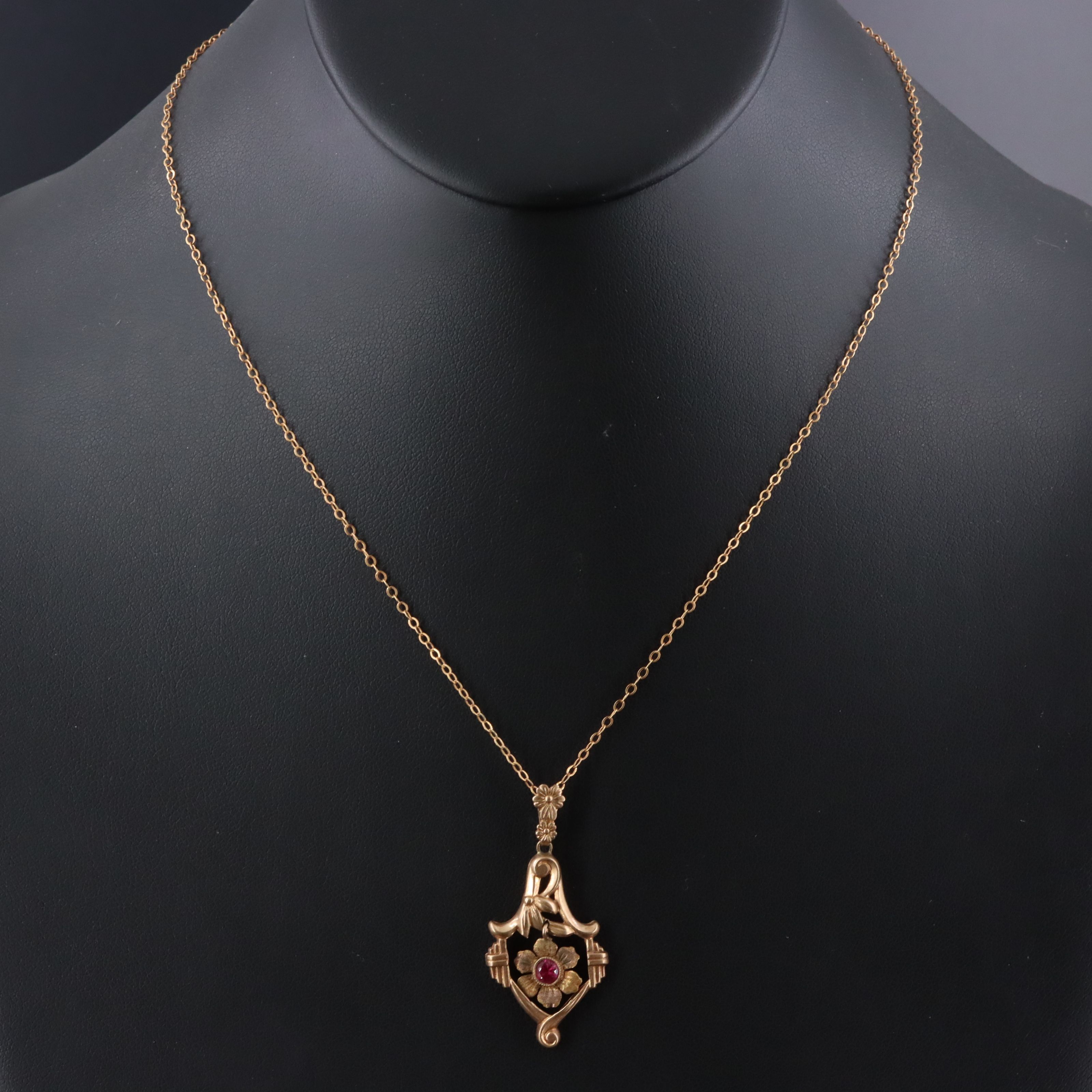 10K Ruby Pendant on Gold-Filled Necklace