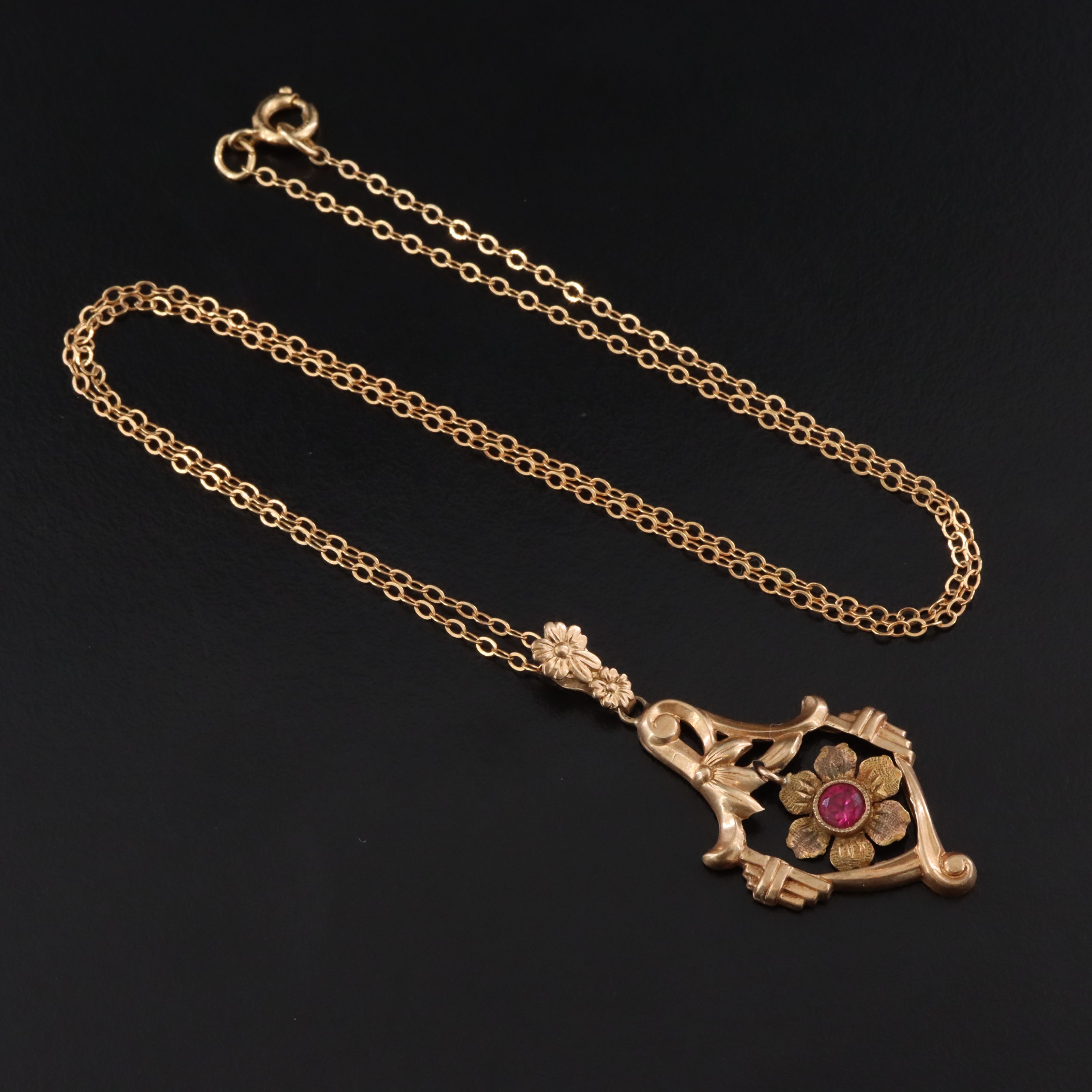 10K Ruby Pendant on Gold-Filled Necklace