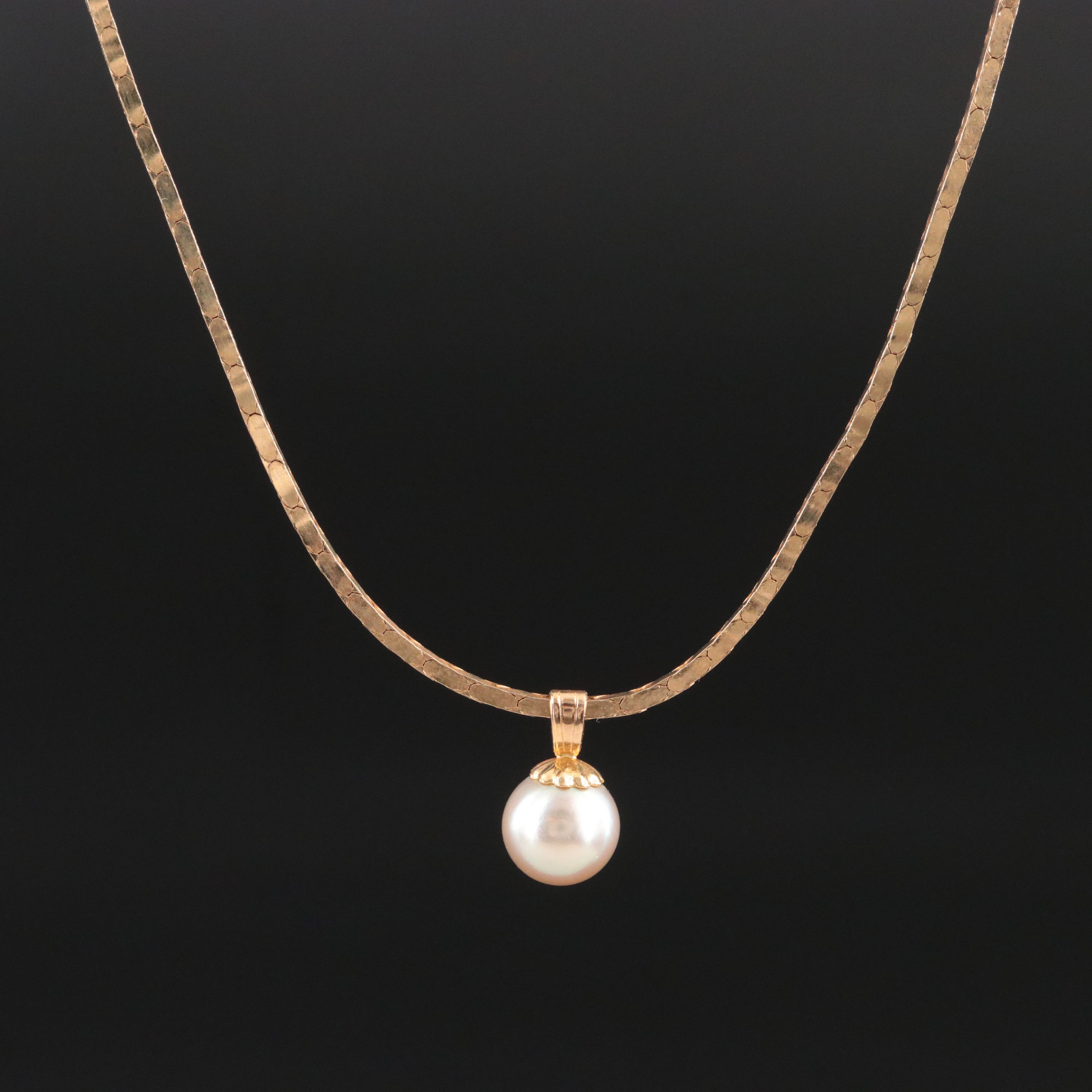 14K Pearl Pendant Necklace