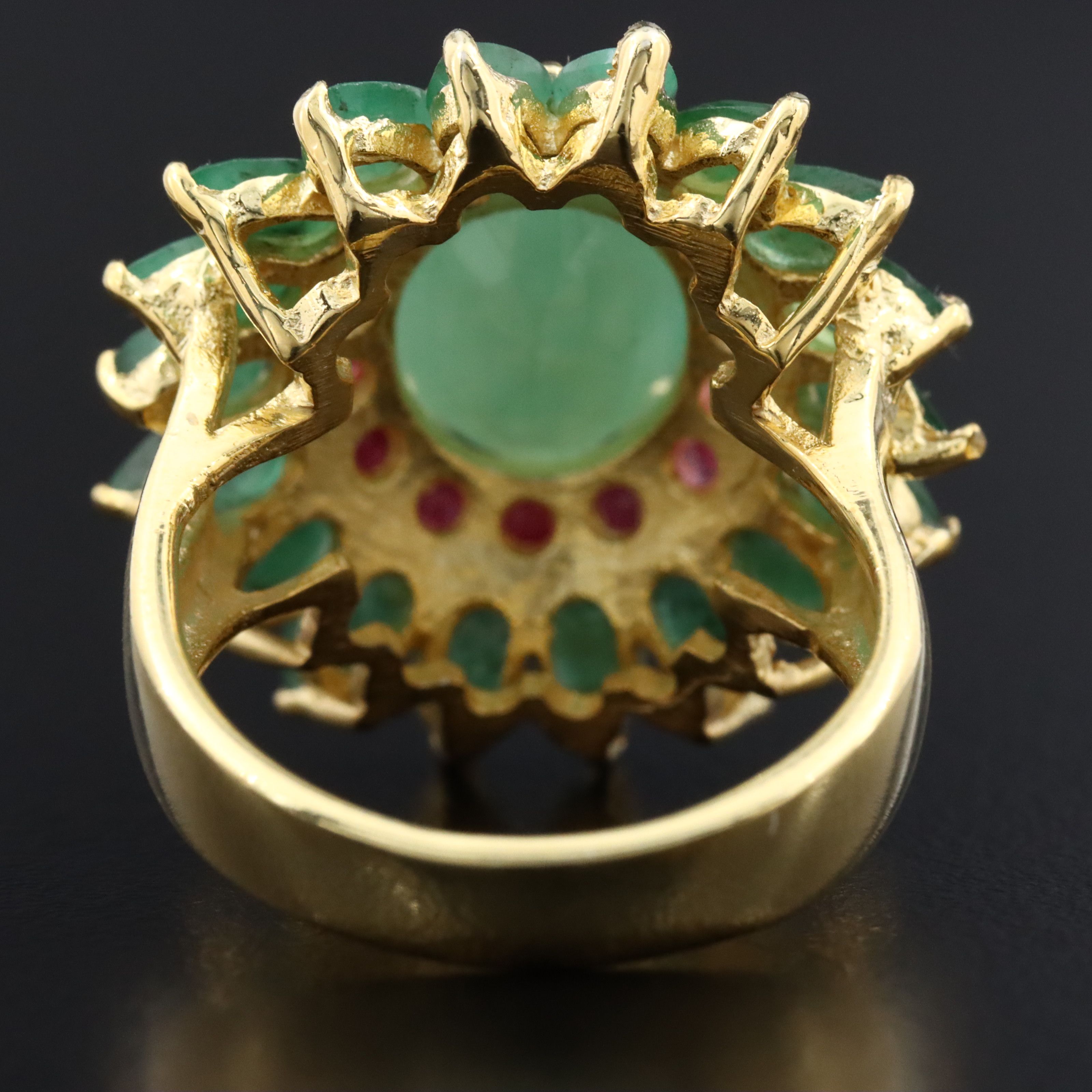 Sterling Emerald and Ruby Ring