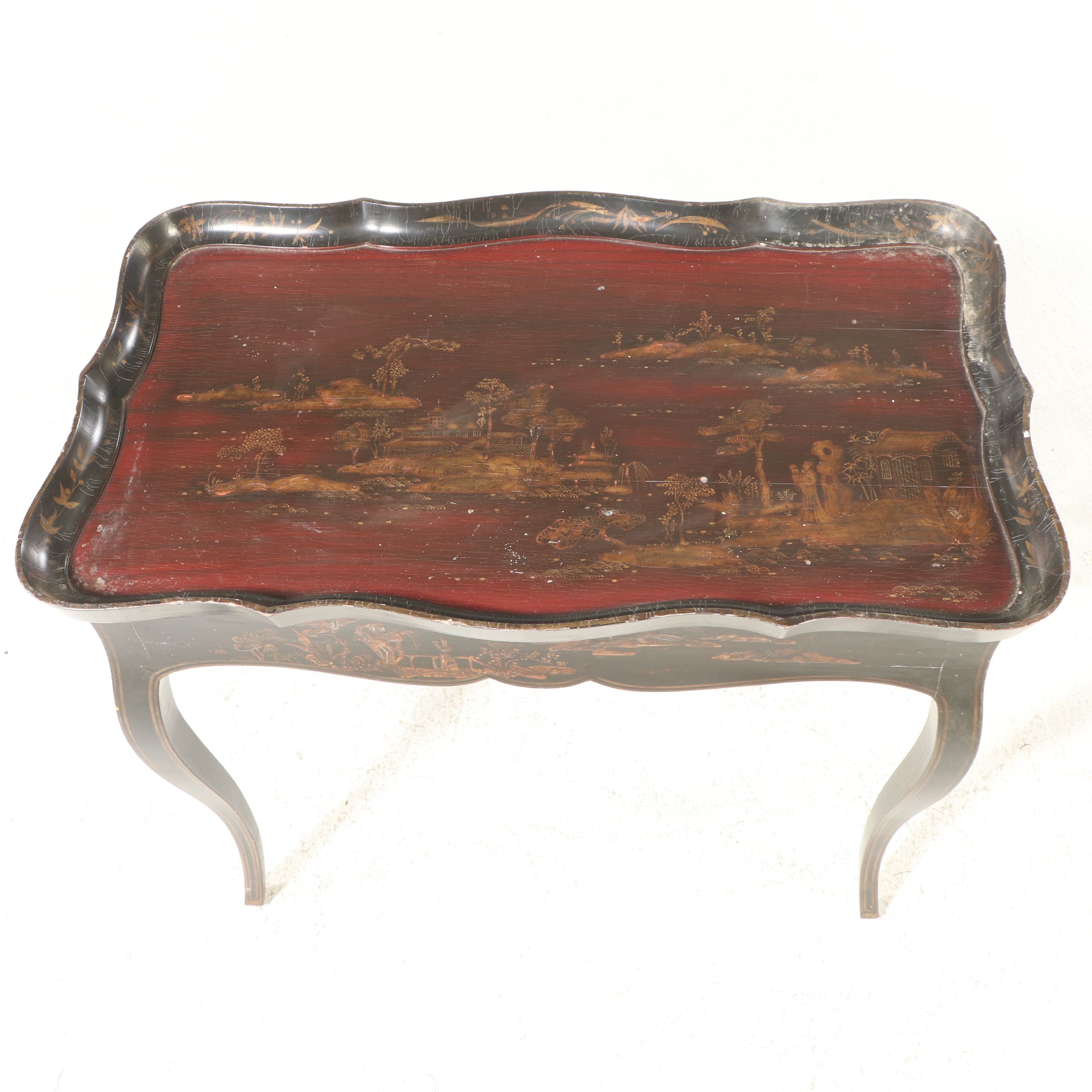 Chinoiserie Lacquered Table, Late 19th Century